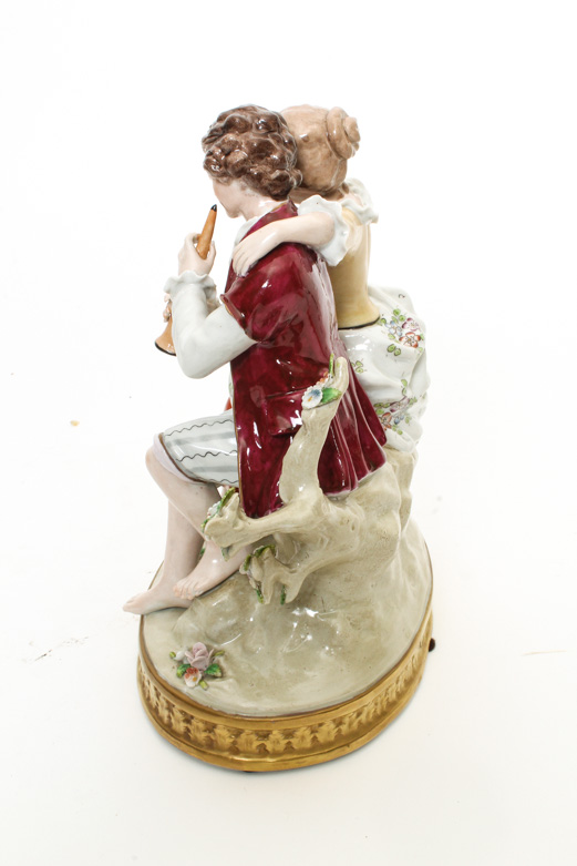 Sitzendorf Porcelain Figurine of a Couple with Sheep