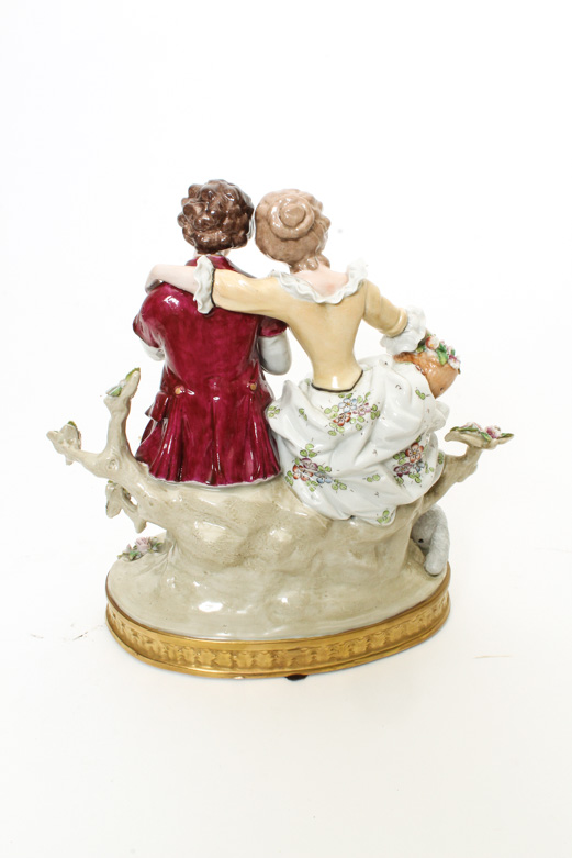Sitzendorf Porcelain Figurine of a Couple with Sheep