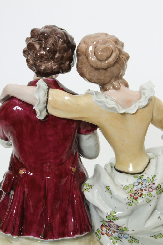 Sitzendorf Porcelain Figurine of a Couple with Sheep