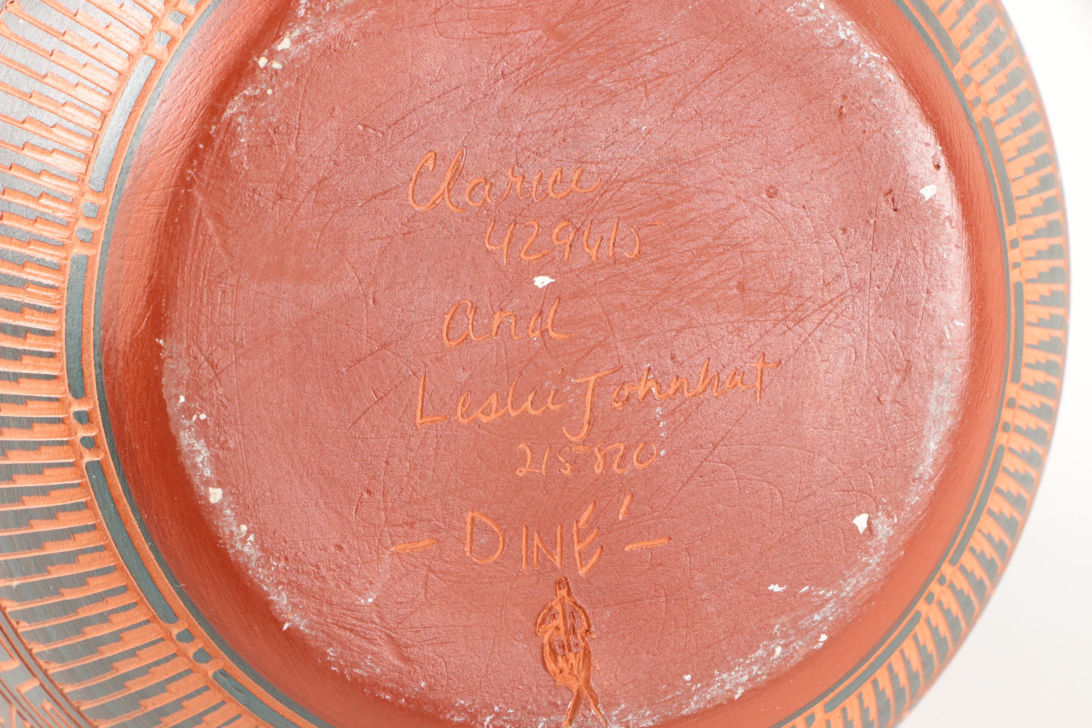 Artisan Signed Decorative Incised Terracotta Vase