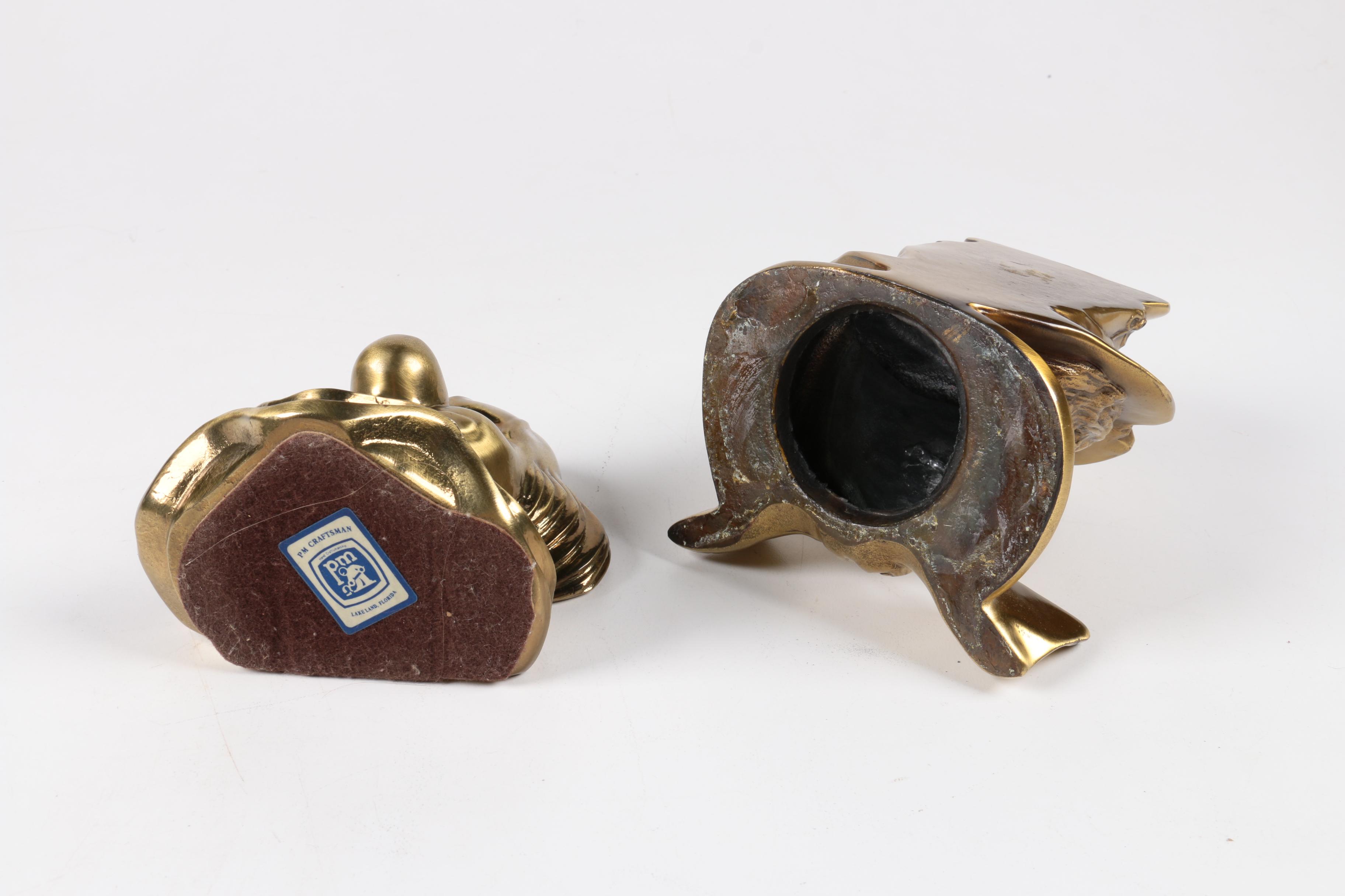 Vintage Brass Clown Head Bookends