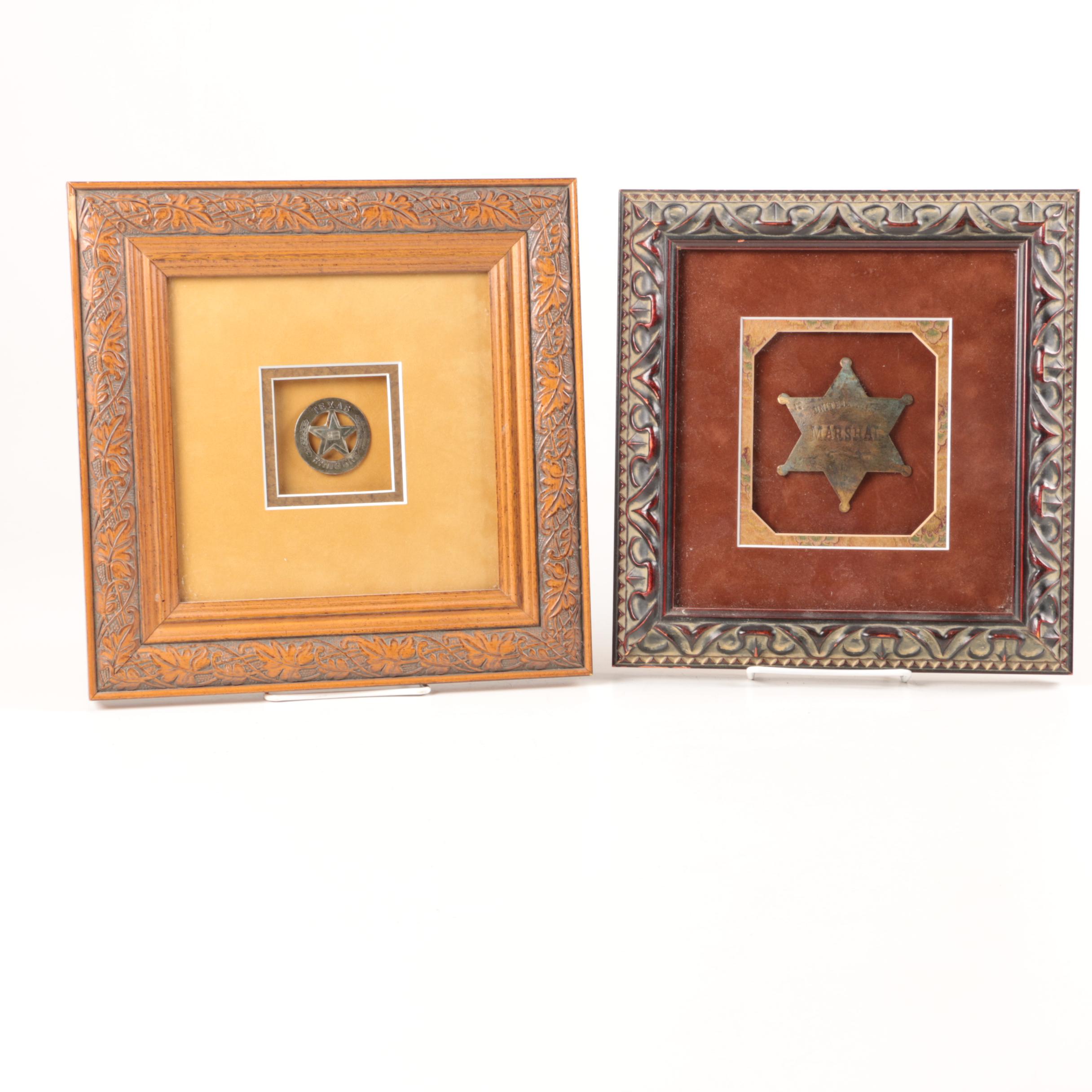 Framed U.S Marshal and Texas Ranger Badges