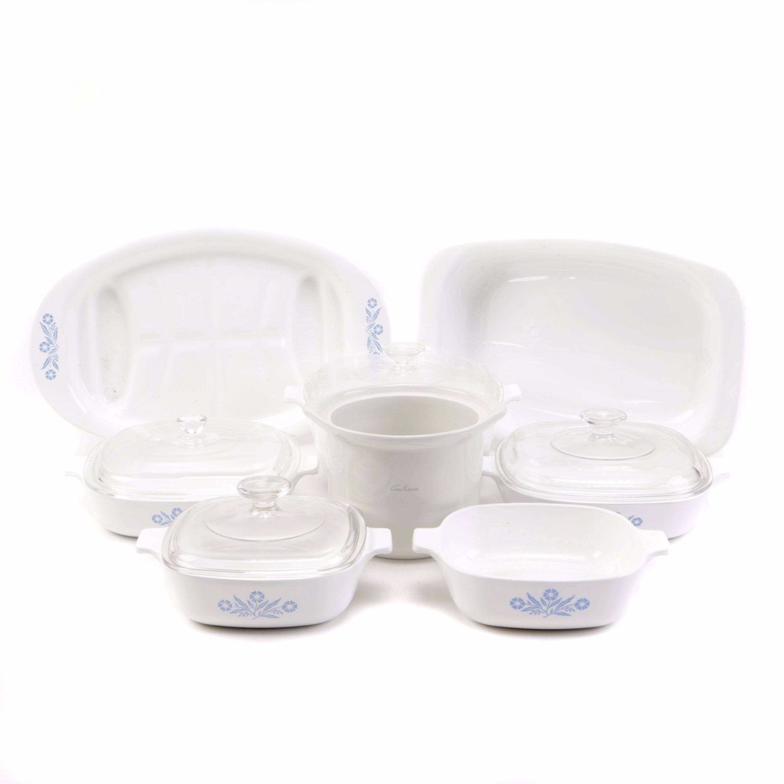 Corningware "Cornflower" Serveware and Hall "Ambiance" Crock