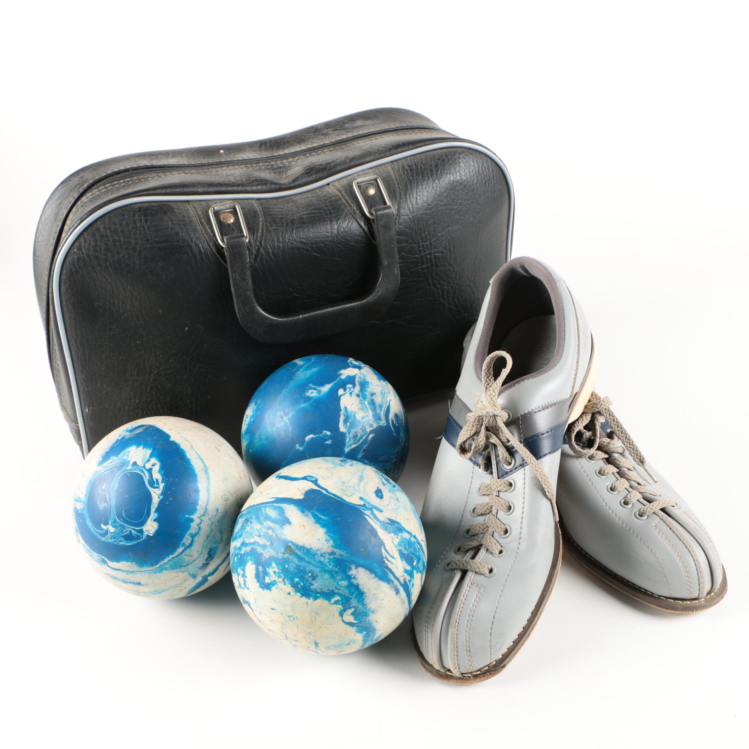 Candlepin Bowling Balls with Bag and Shoes