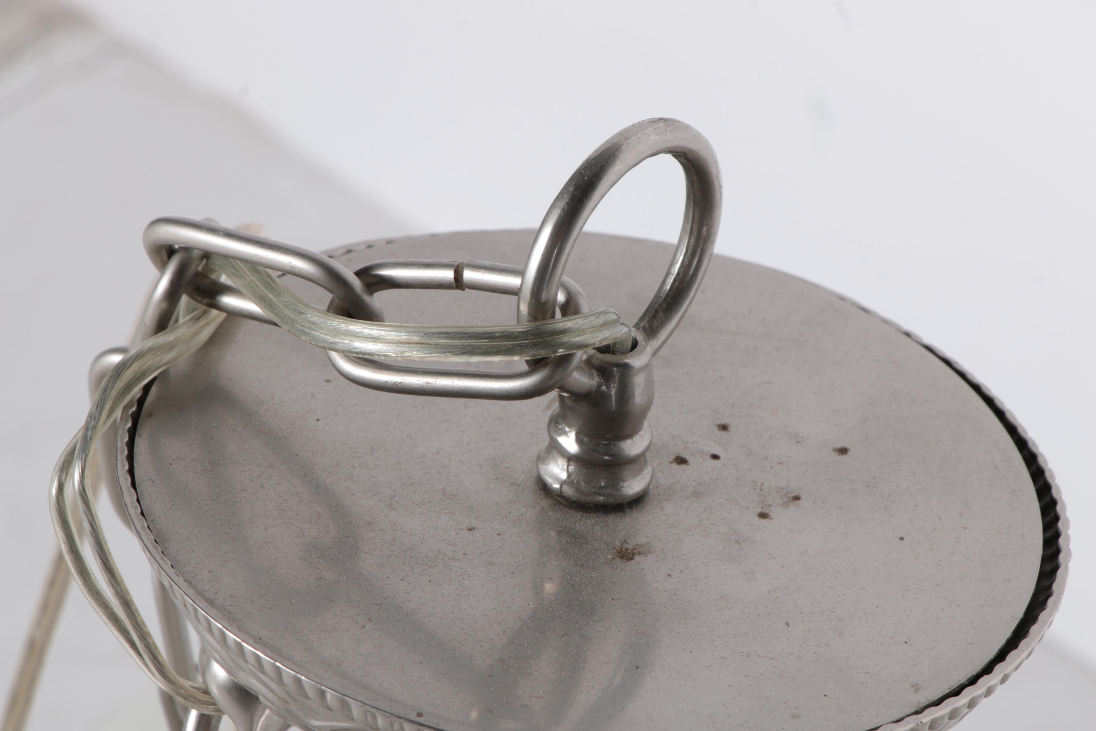 Six Light Chandelier in Silver Tone Metal