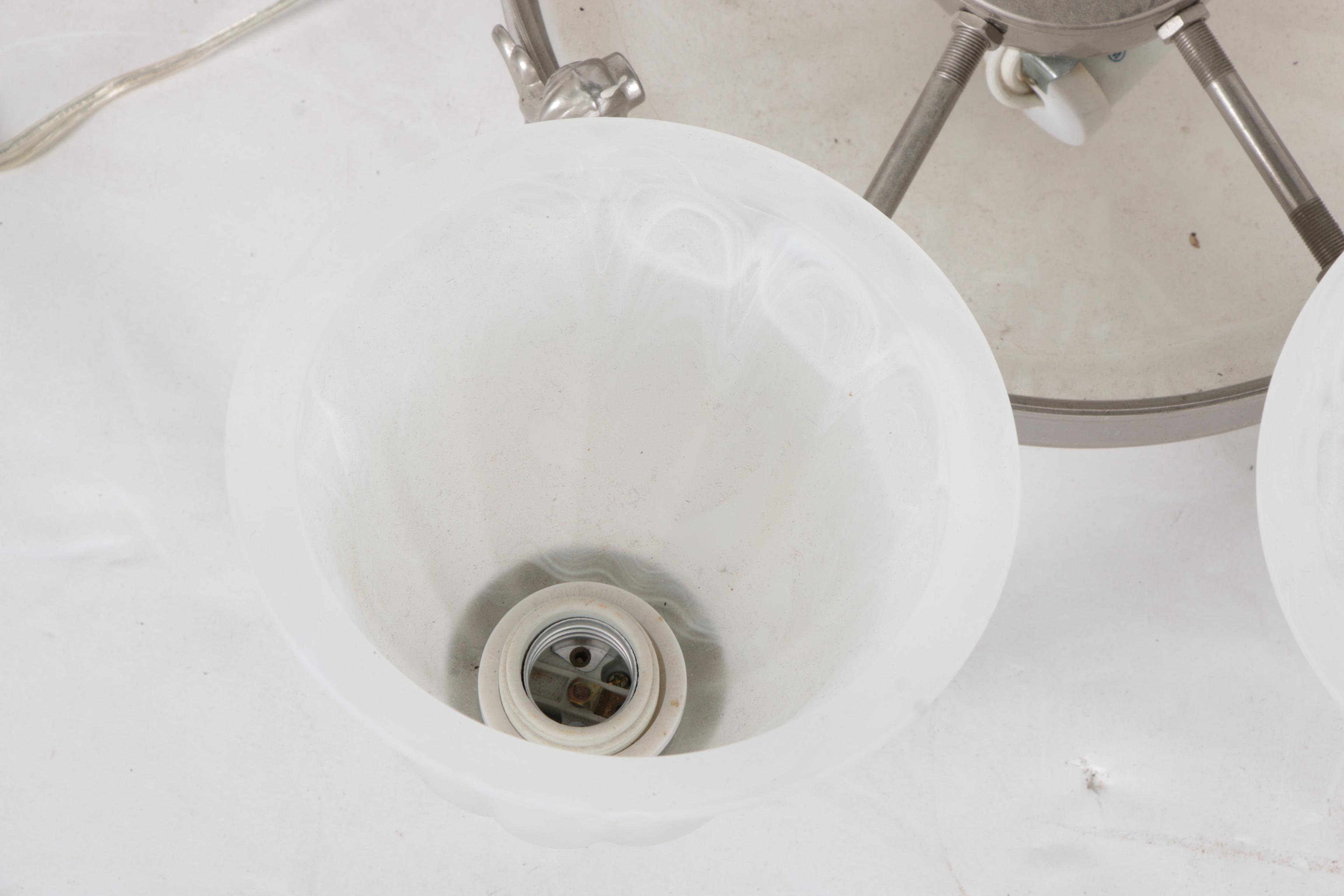 Six Light Chandelier in Silver Tone Metal