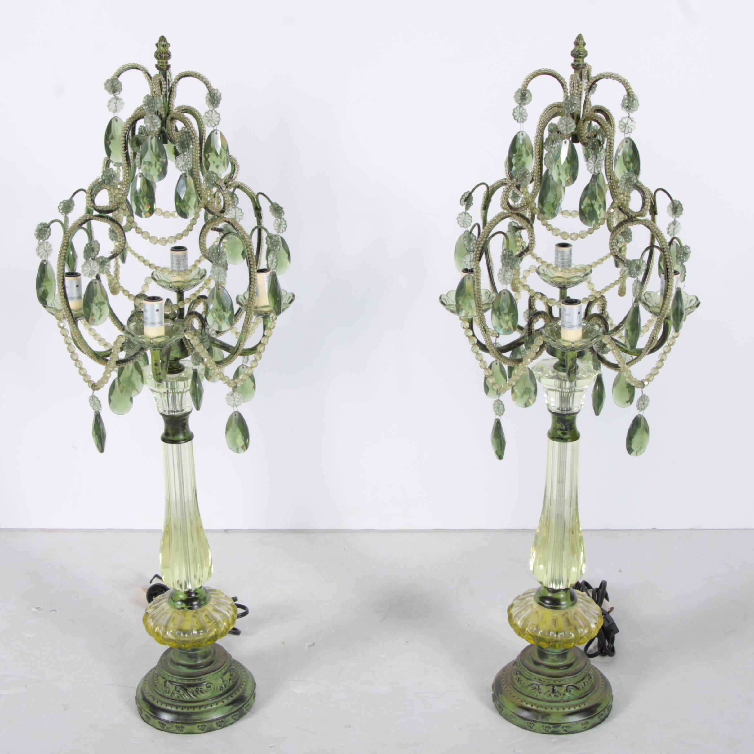 Pair of Beaded and Bedecked Table Lamps