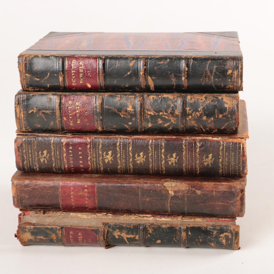 Antique Leather and Marbled Paper on Board Bound Books