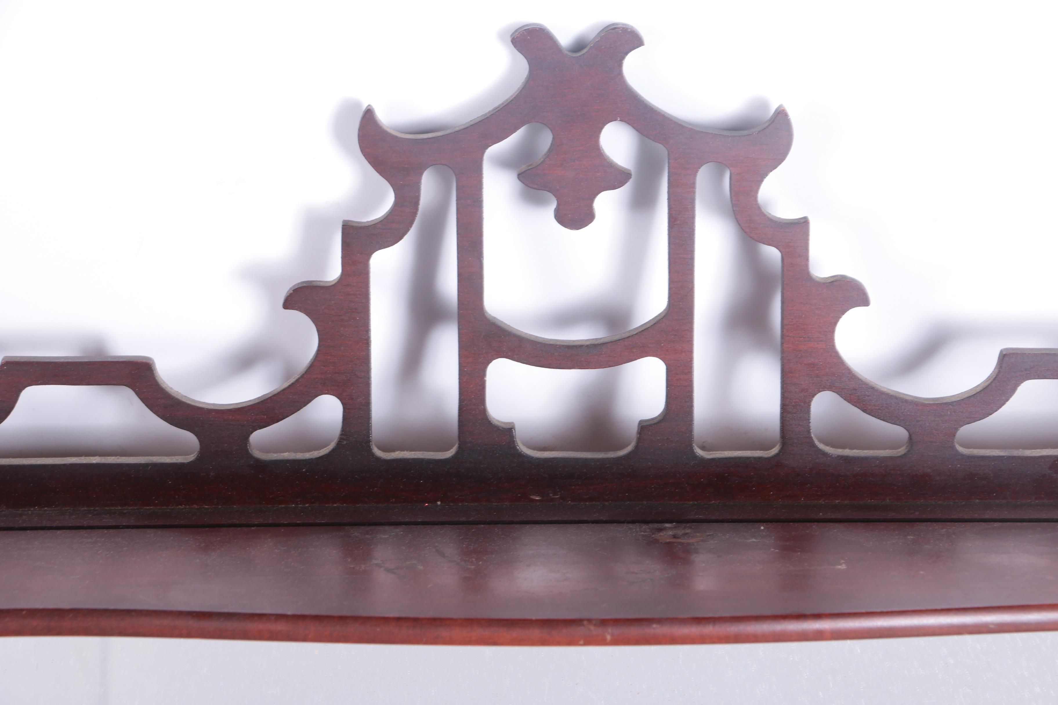 Chinese Chippendale Style Wooden Hanging Shelf