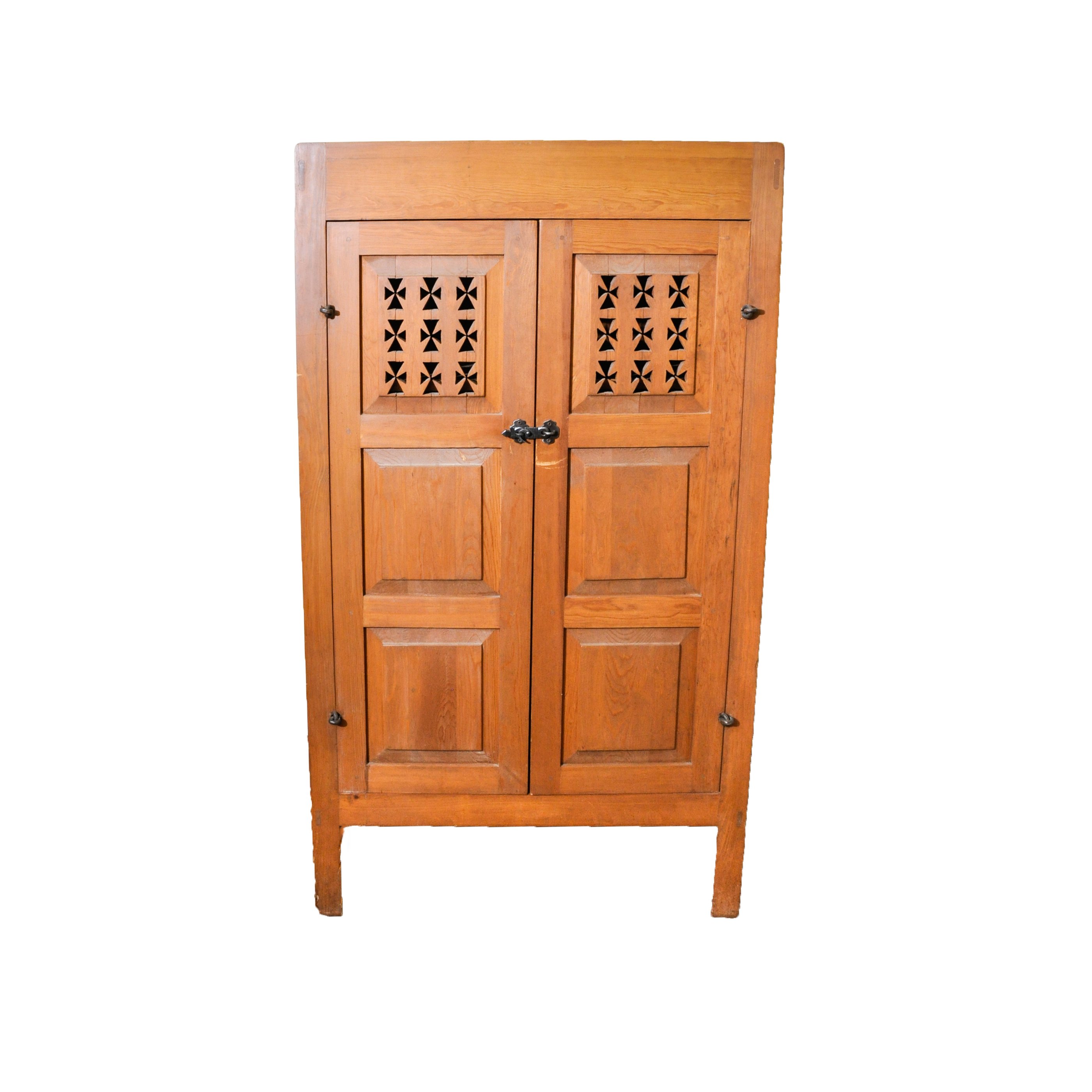 Pine Cabinet with Hand Cut Maltese Crosses