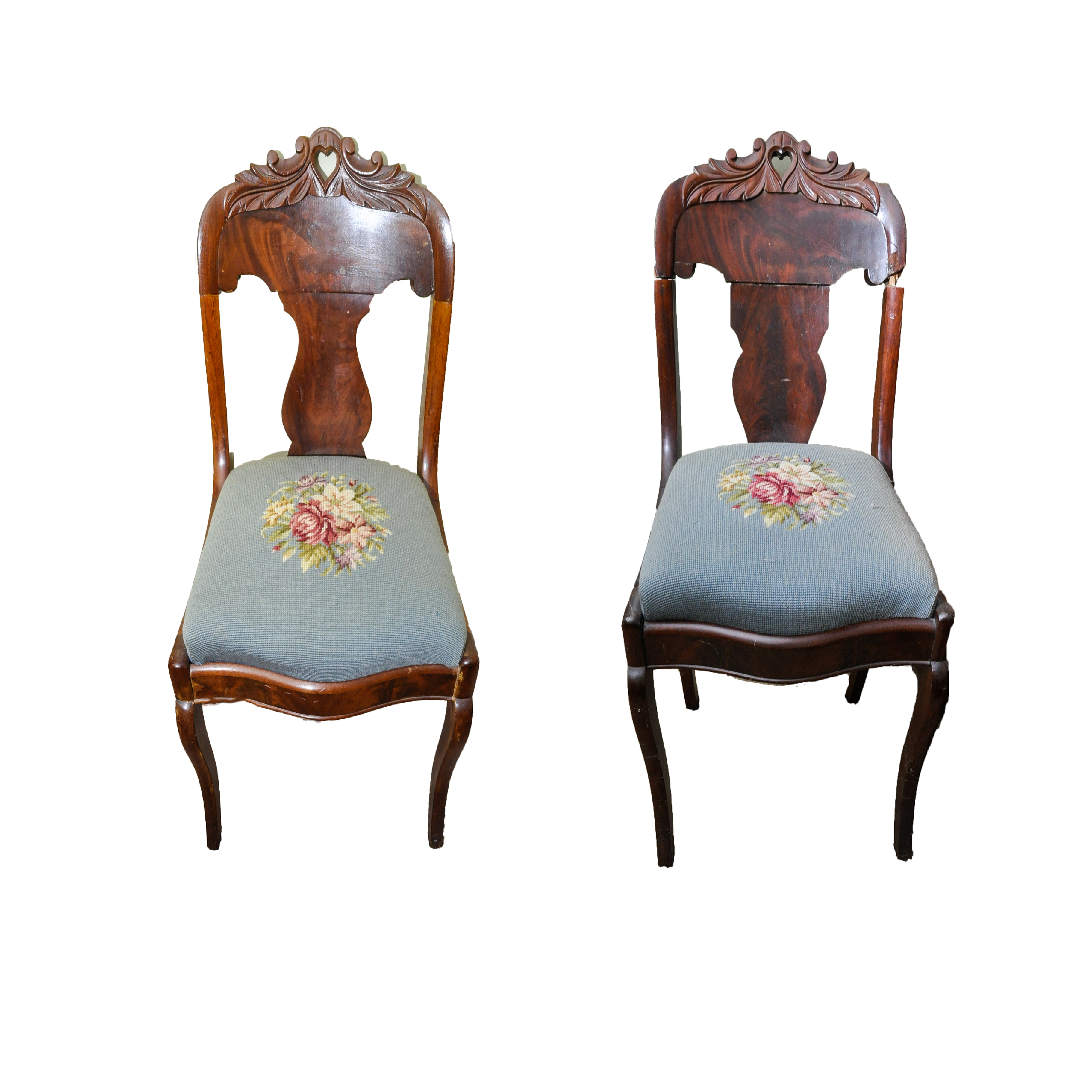 Pair of Vintage Victorian Style Side Chairs