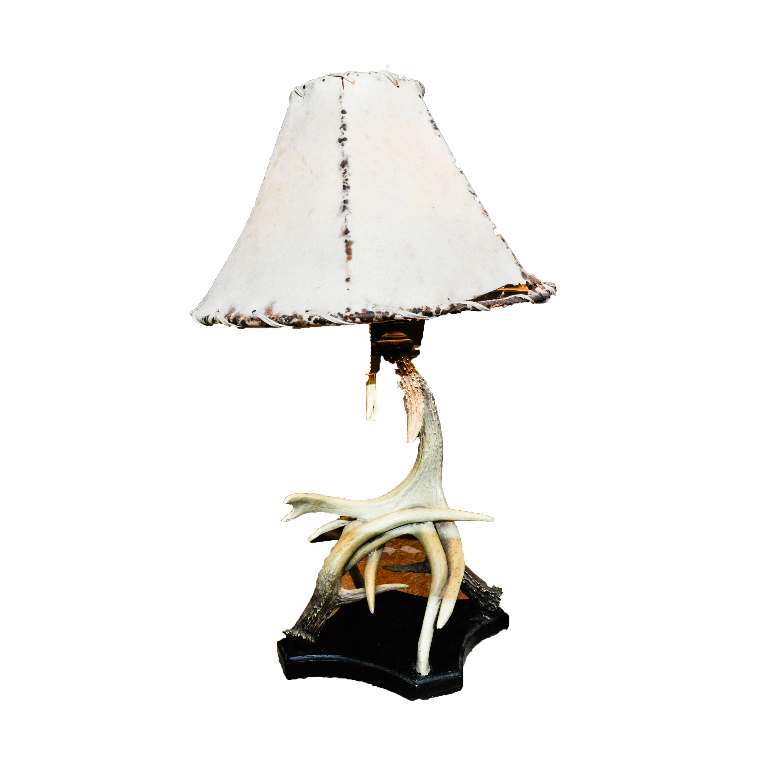 Faux Antler Lamp with Faux Leather Shade