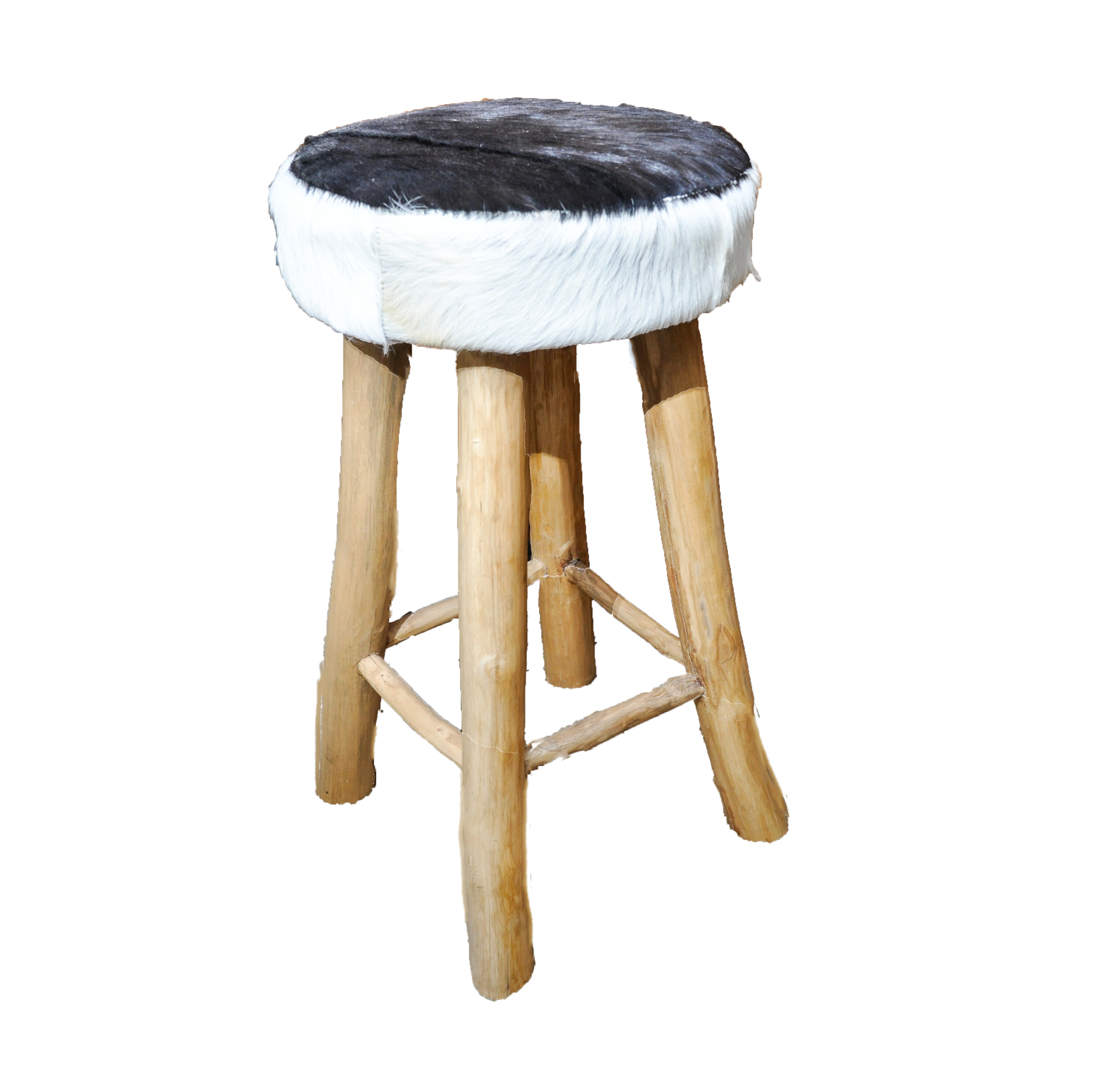 Rustic Counter Stool with Cowhide Seat