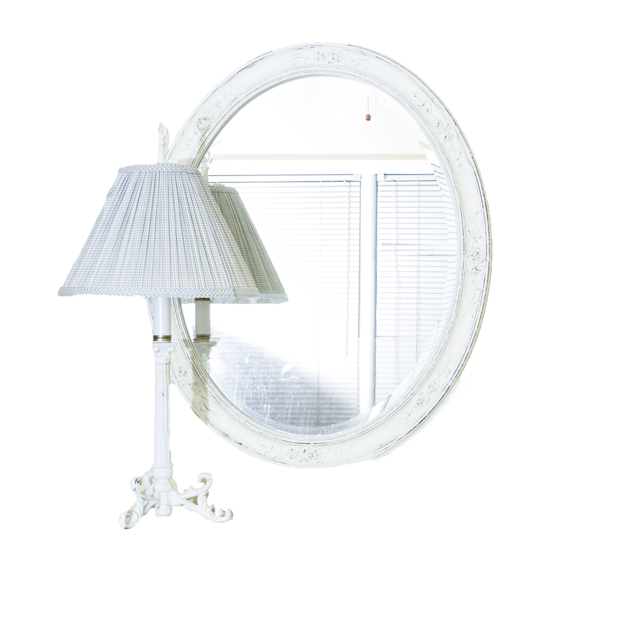 French Provincial Style Mirror and Table Lamp