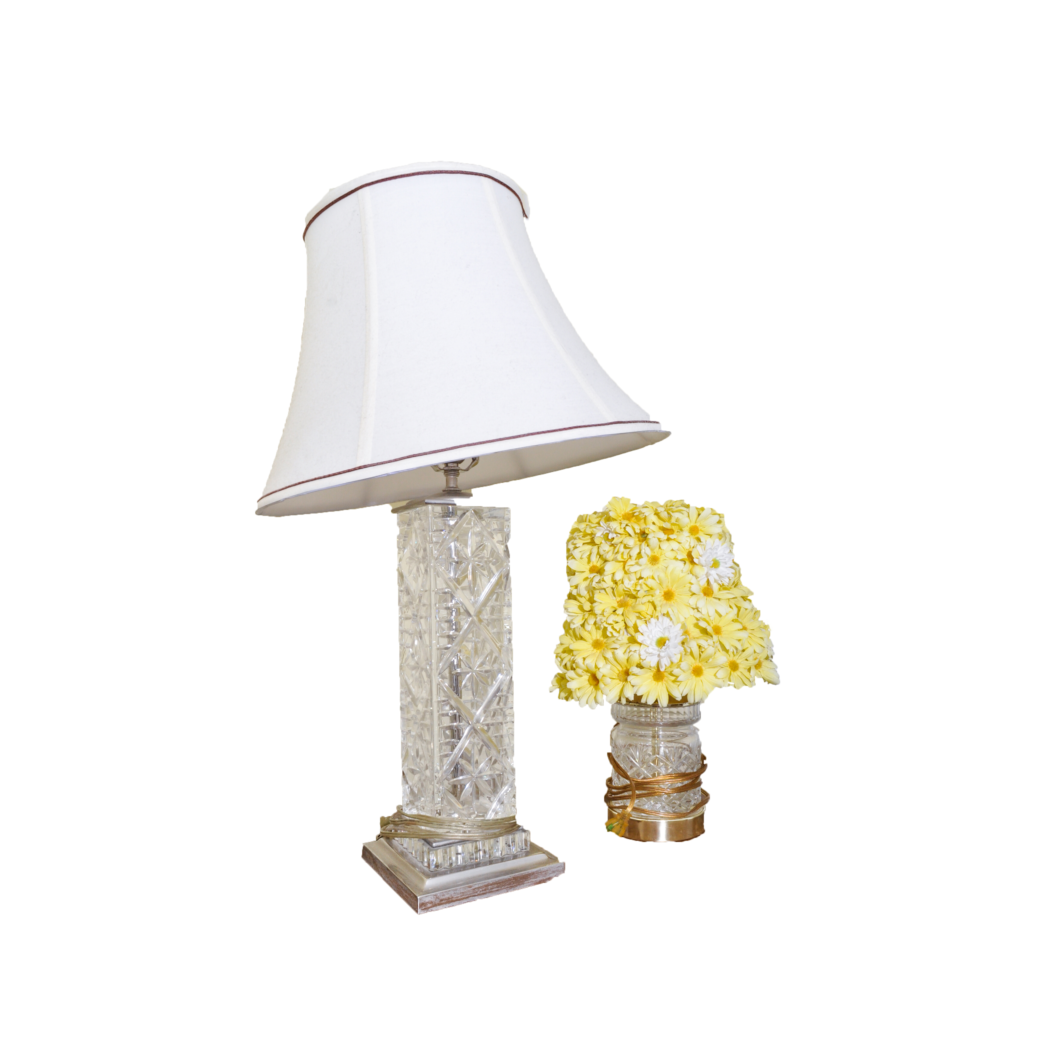 Vintage Cut Glass Table Lamp and Accent Lamp