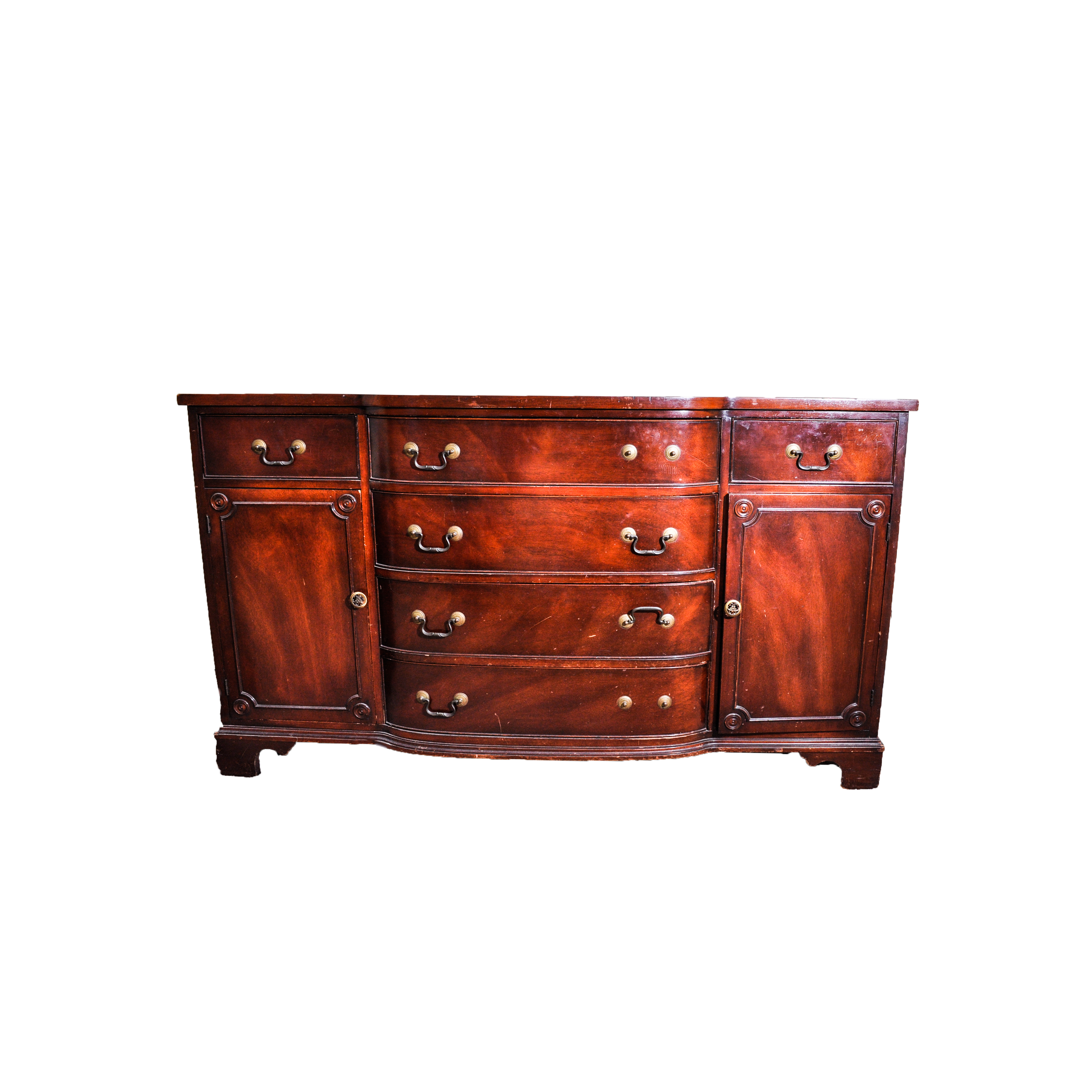 Federal Style Walnut Veneered Breakfront Sideboard