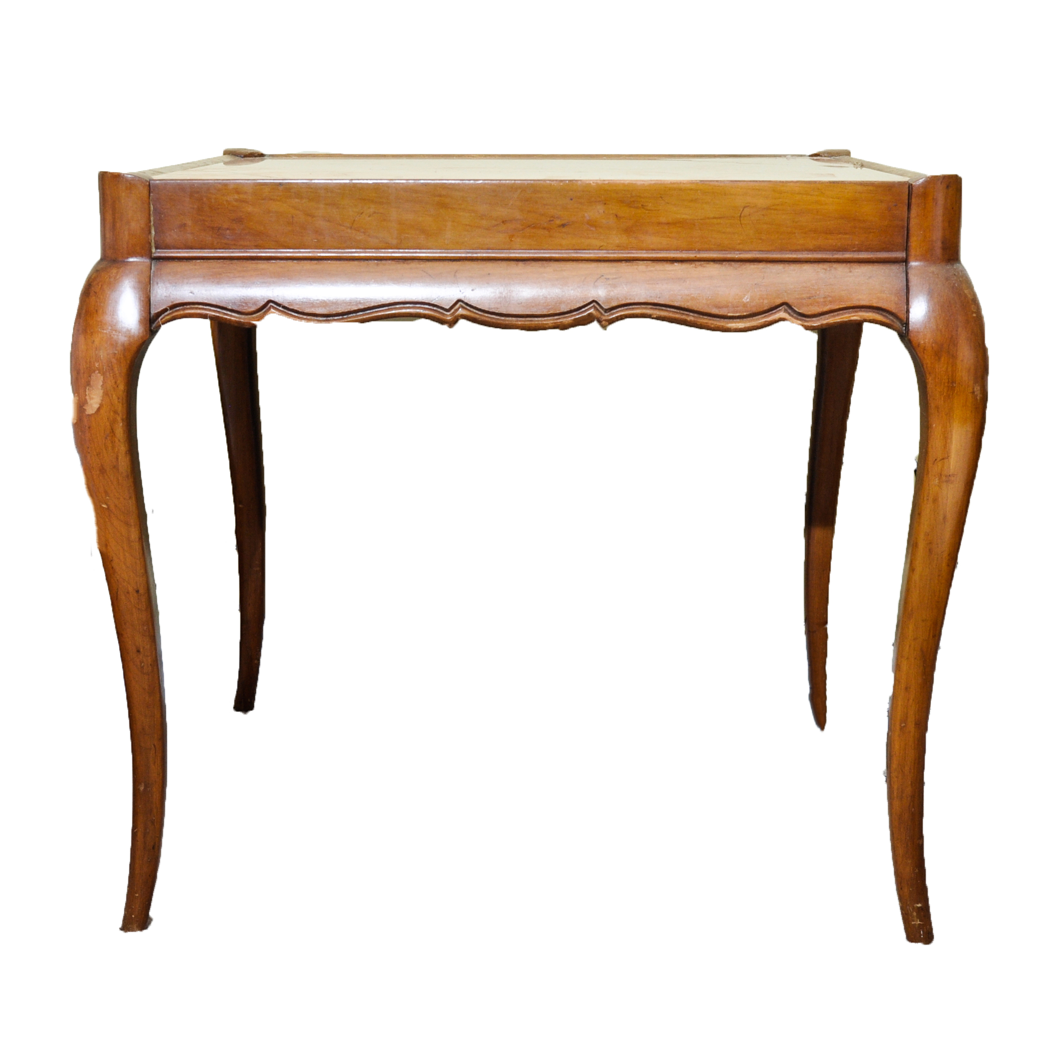 French Provincial Style Cherry End Table With Marble