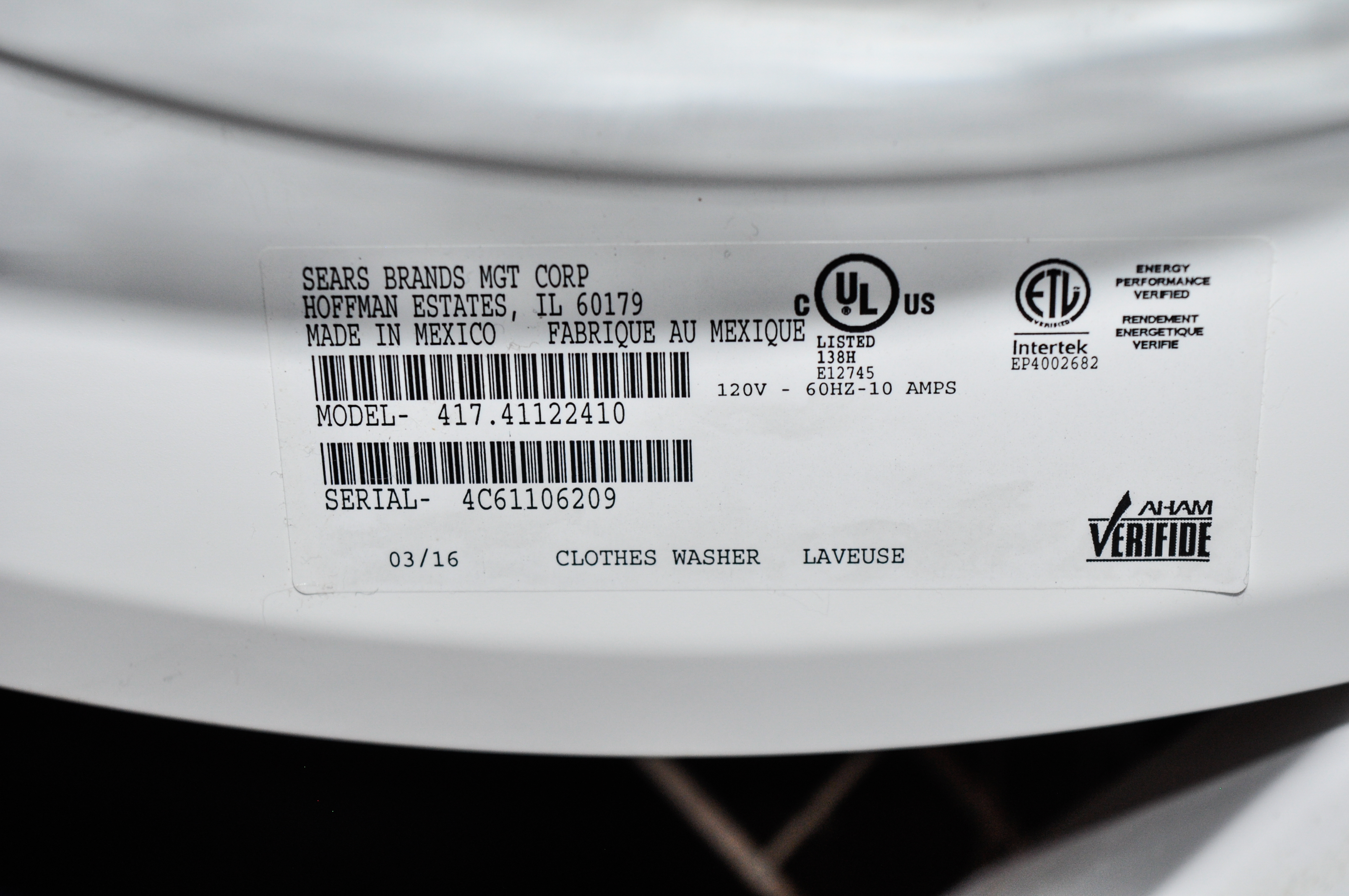 Kenmore Washing Machine