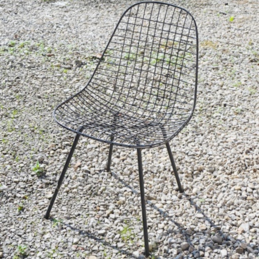 Mid Century Modern Eames Style Black Wire Mesh Chair