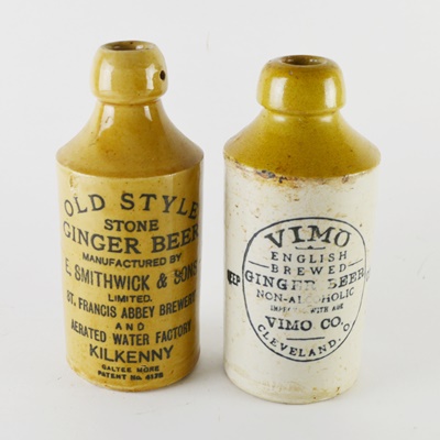 Old Style Stone Ginger Beer and Vimo English Ginger Beer Stoneware Bottles