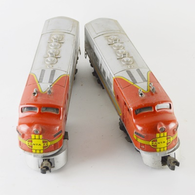 Two Lionel #2383 Santa Fe O-Gauge Locomotives
