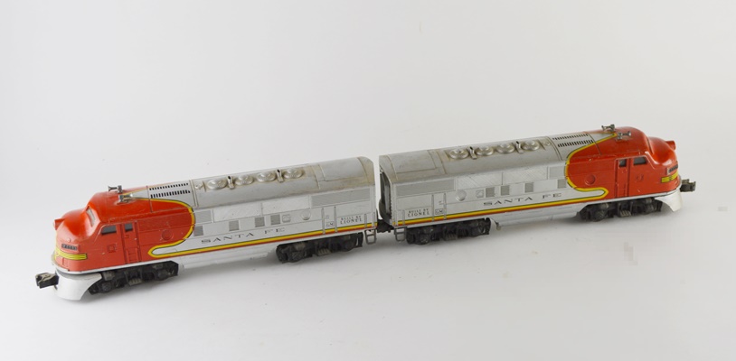 Two Lionel #2383 Santa Fe O-Gauge Locomotives