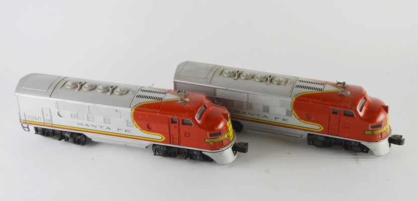Two Lionel #2383 Santa Fe O-Gauge Locomotives