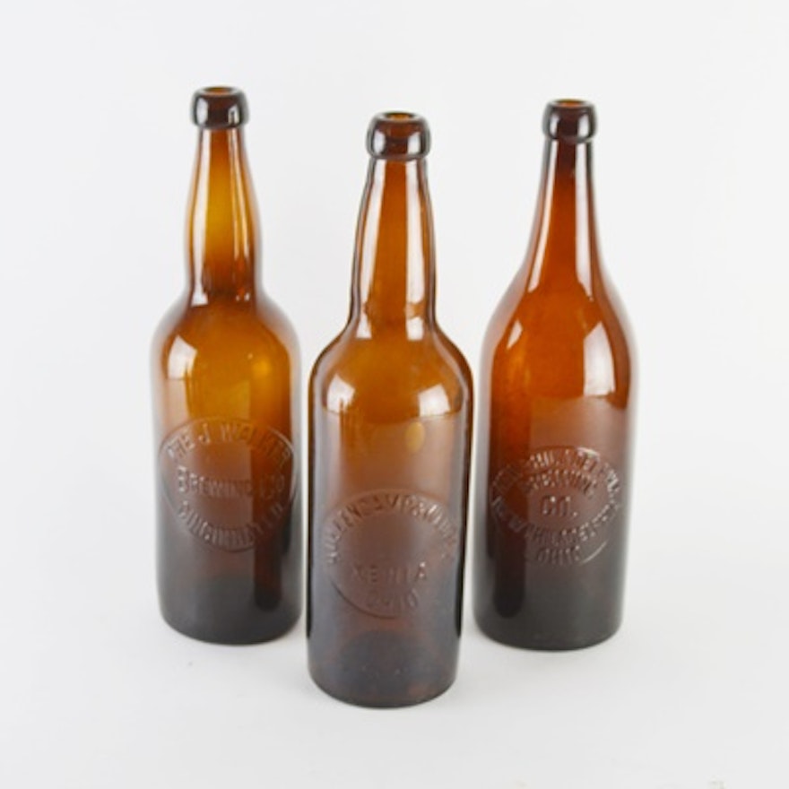 Antique Amber Beer Bottles