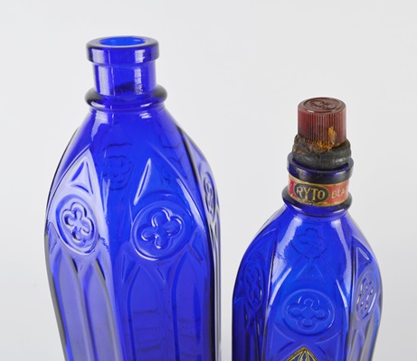 Carter's Cobalt Blue Cathedral Style Glass Bottles
