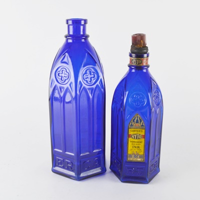 Carter's Cobalt Blue Cathedral Style Glass Bottles