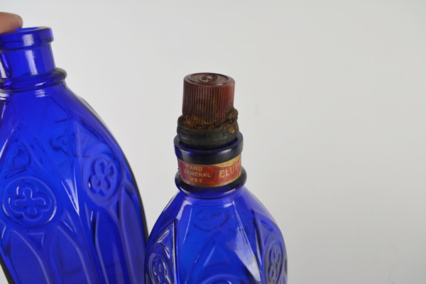 Carter's Cobalt Blue Cathedral Style Glass Bottles
