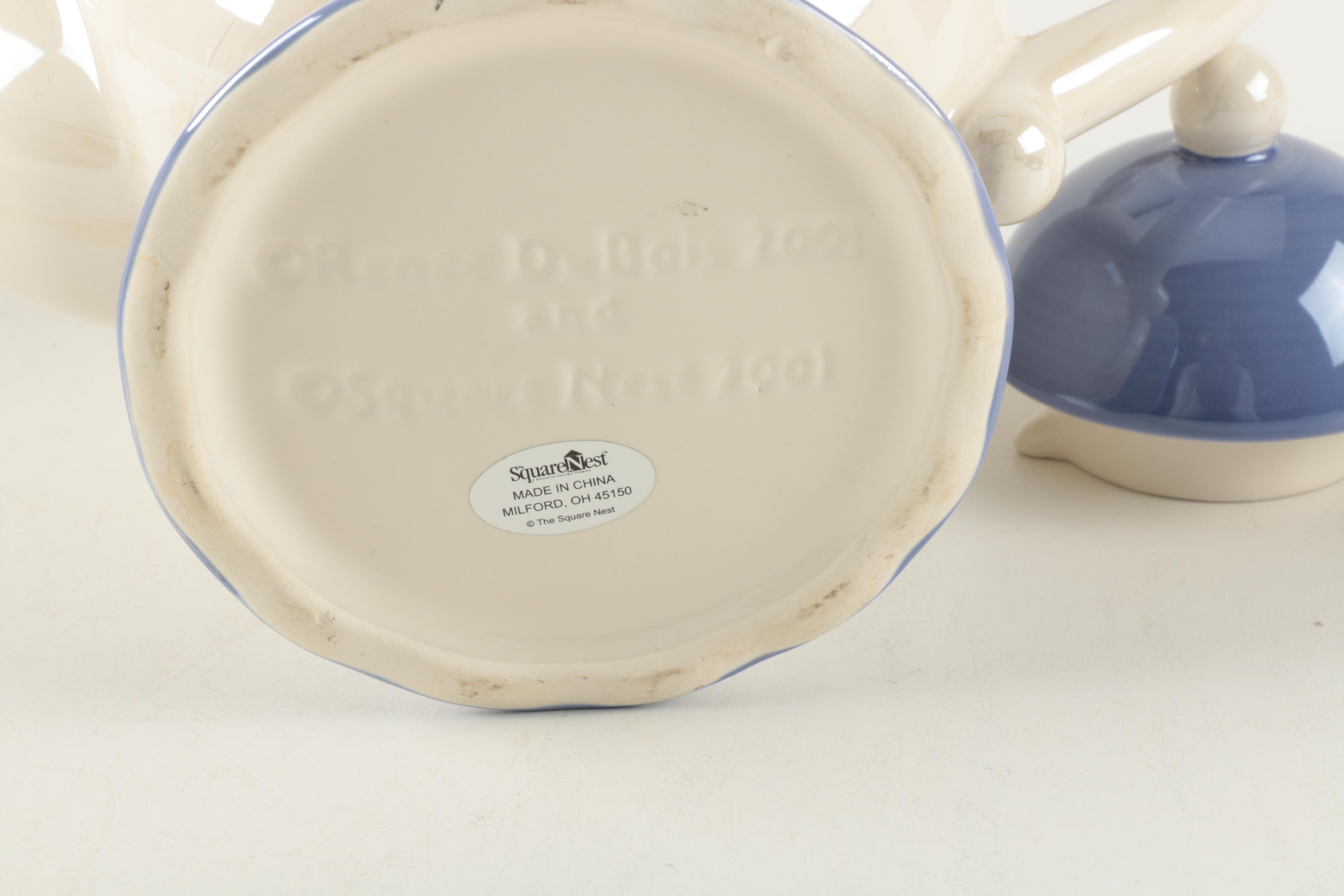 Renee DuBois Ceramic Tea Set with French Phrases