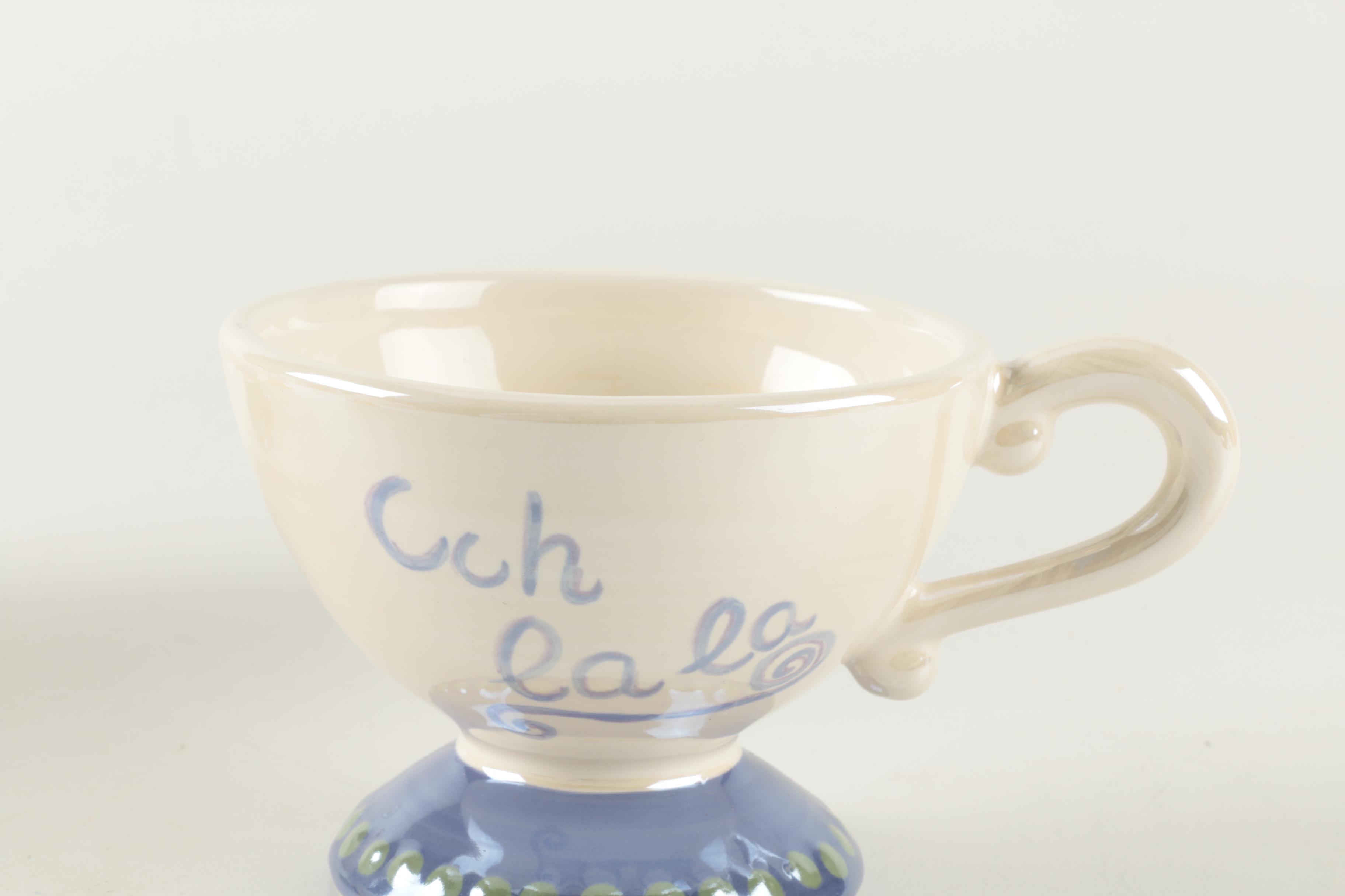 Renee DuBois Ceramic Tea Set with French Phrases