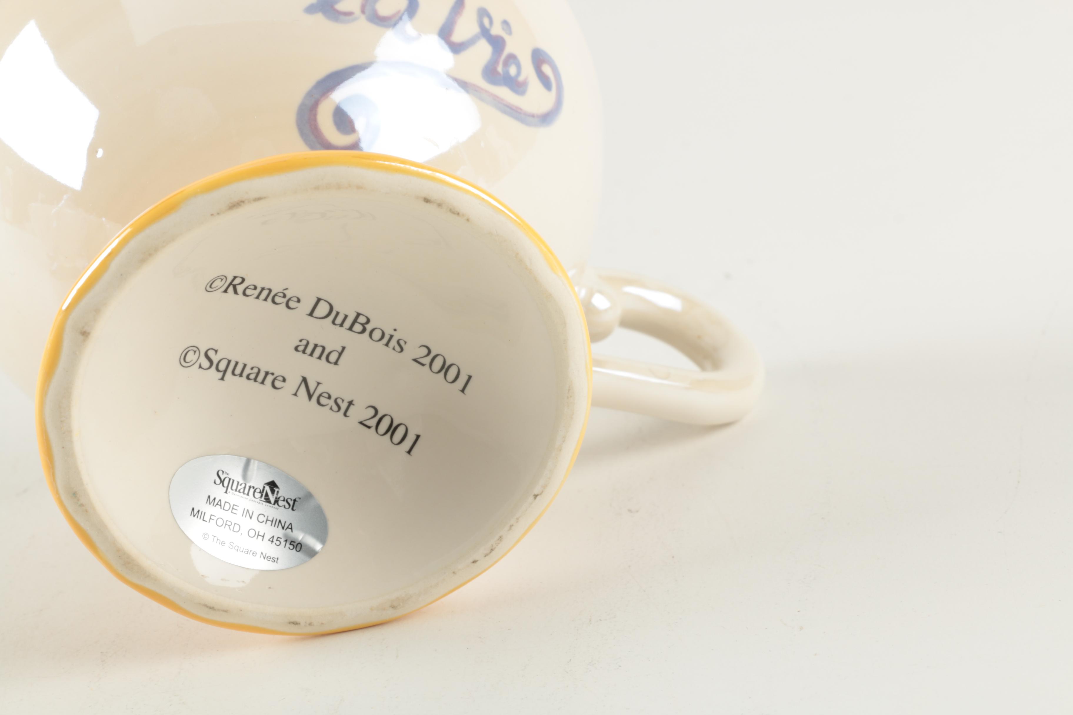 Renee DuBois Ceramic Tea Set with French Phrases