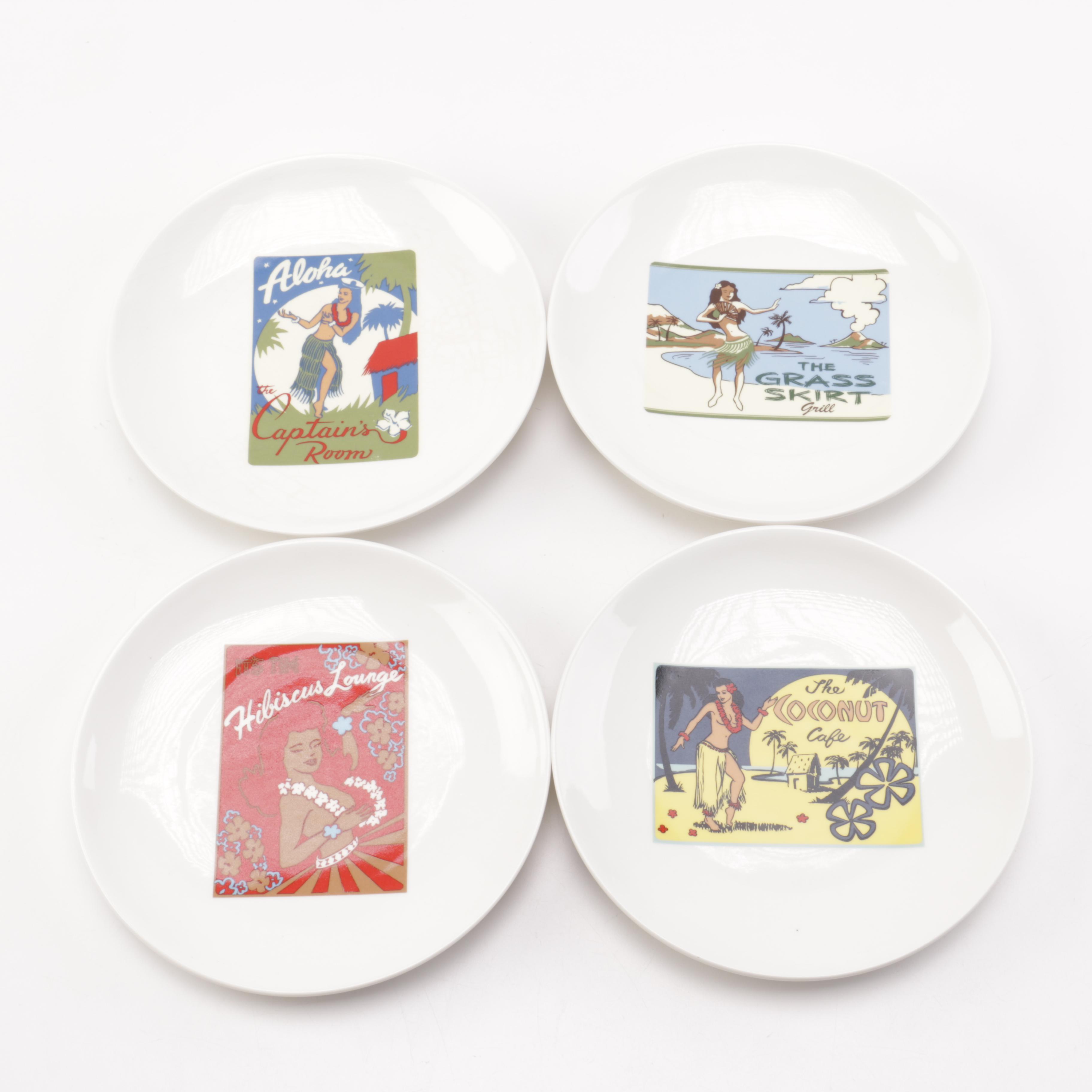 Pottery Barn "Aloha Girls" Saucers with Cocktail Recipes