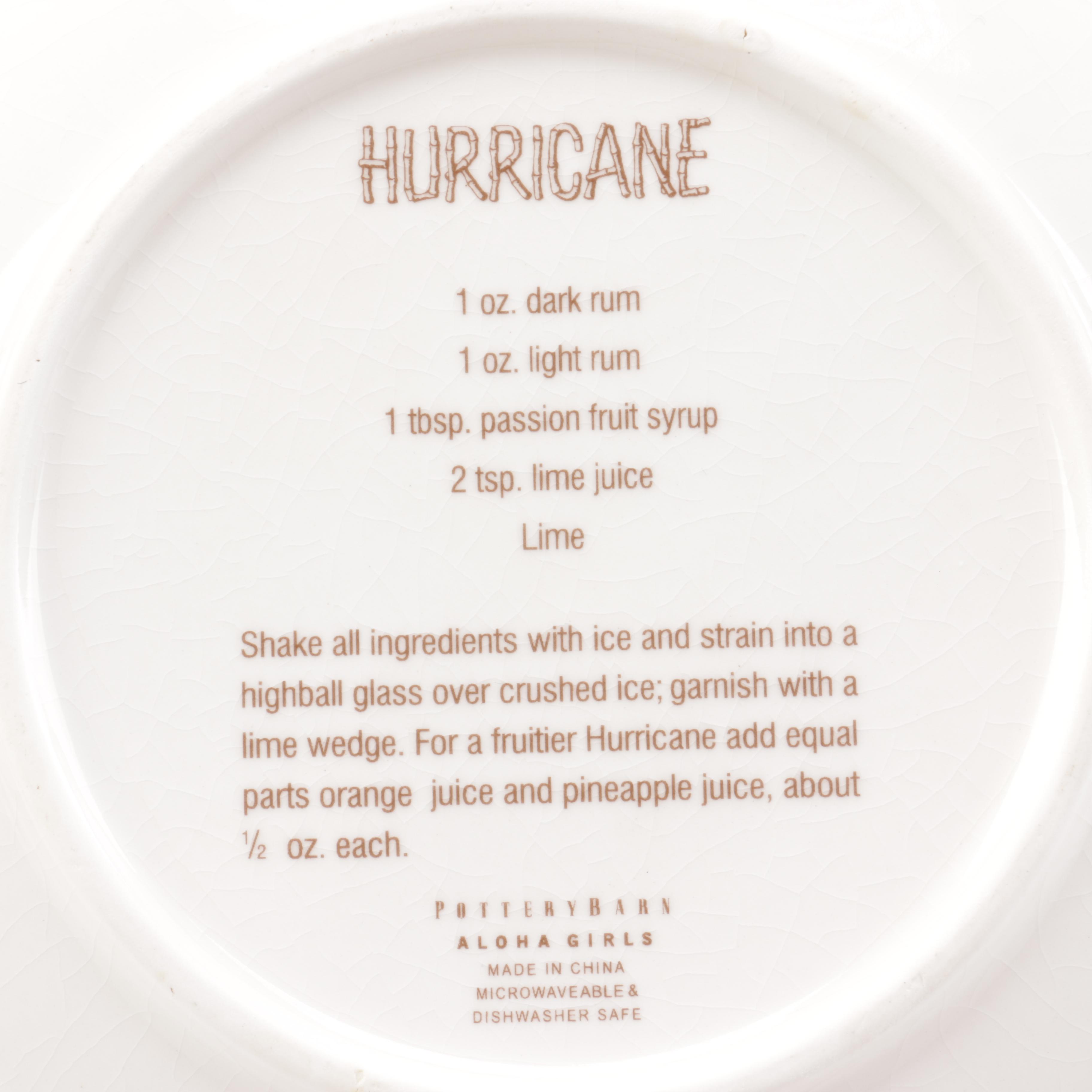 Pottery Barn "Aloha Girls" Saucers with Cocktail Recipes