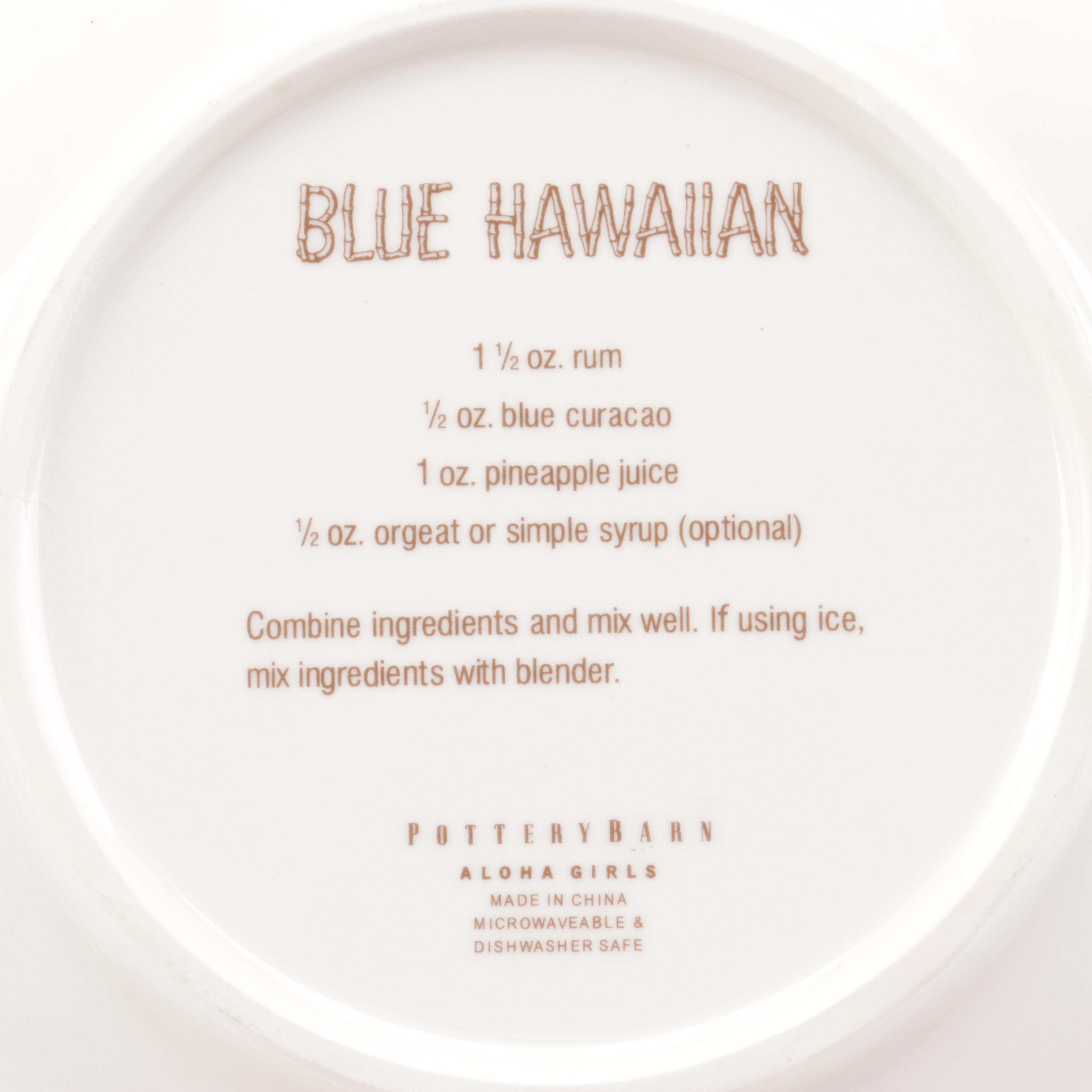 Pottery Barn "Aloha Girls" Saucers with Cocktail Recipes