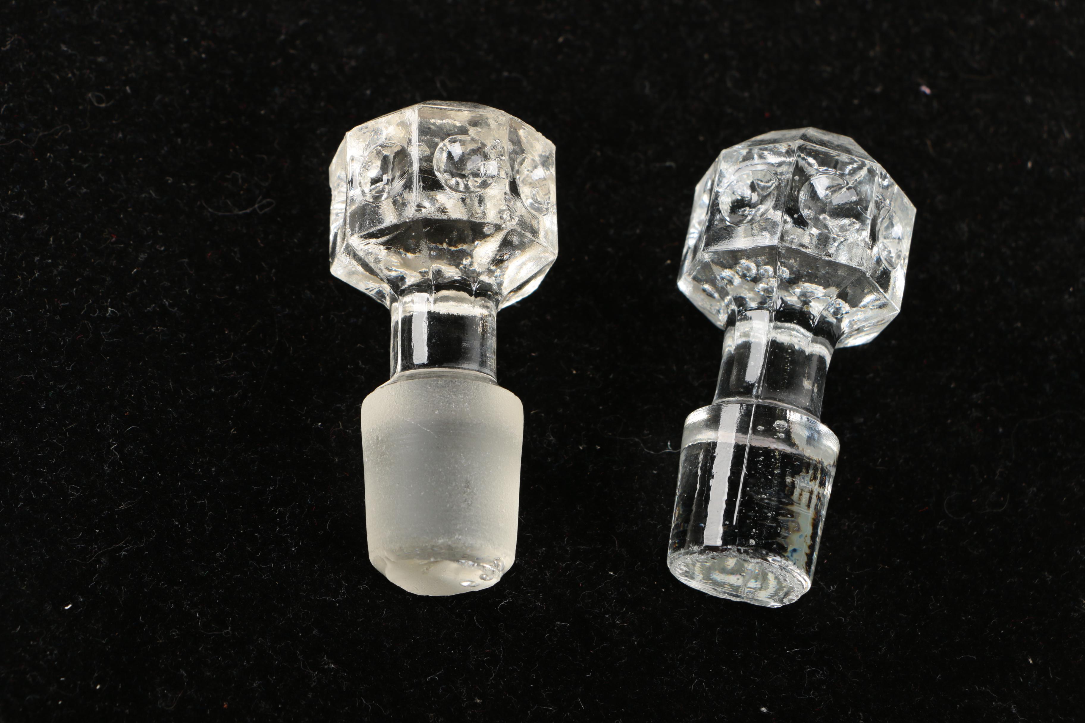 Glass Decanters with Rack and Drinking Horn