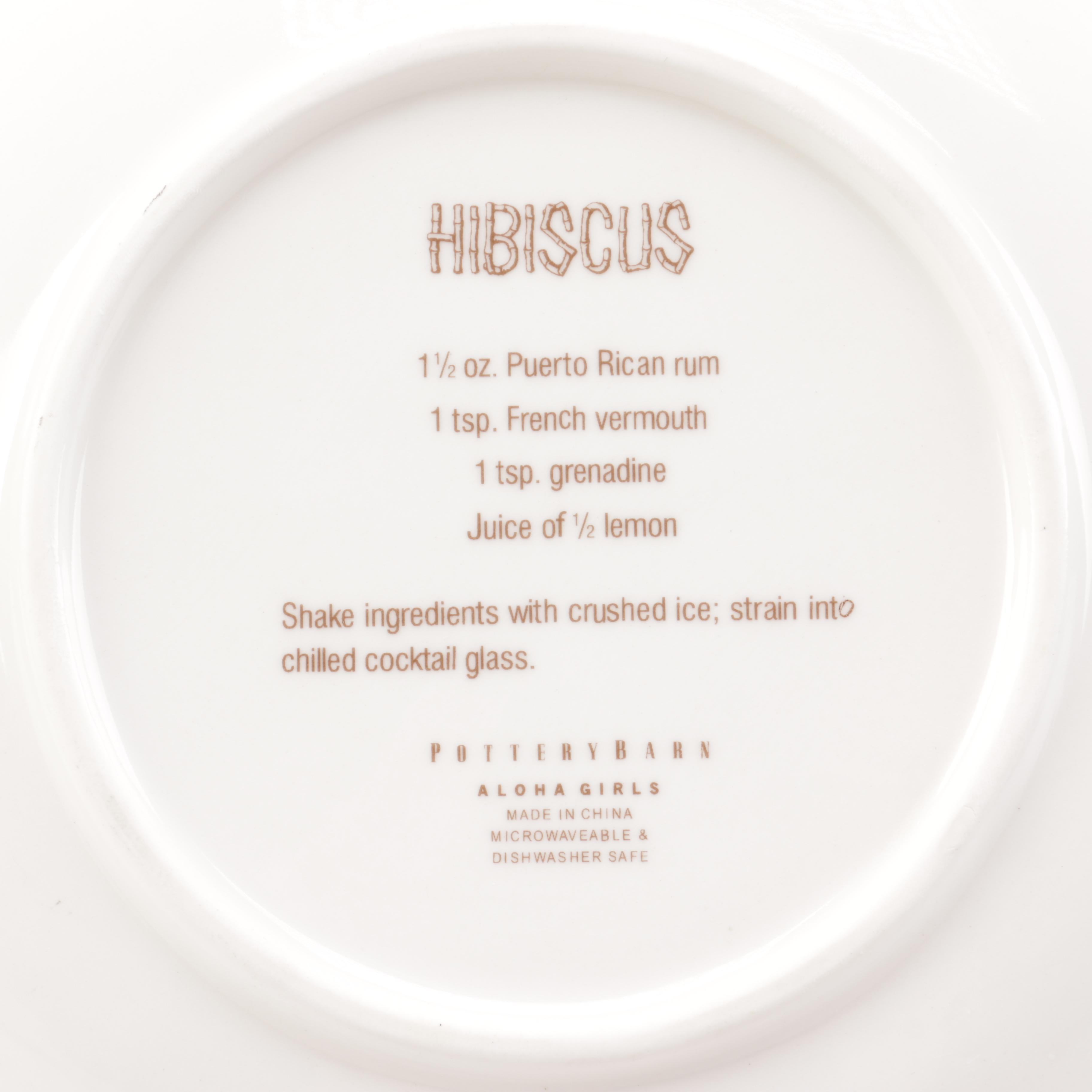 Pottery Barn "Aloha Girls" Saucers with Cocktail Recipes