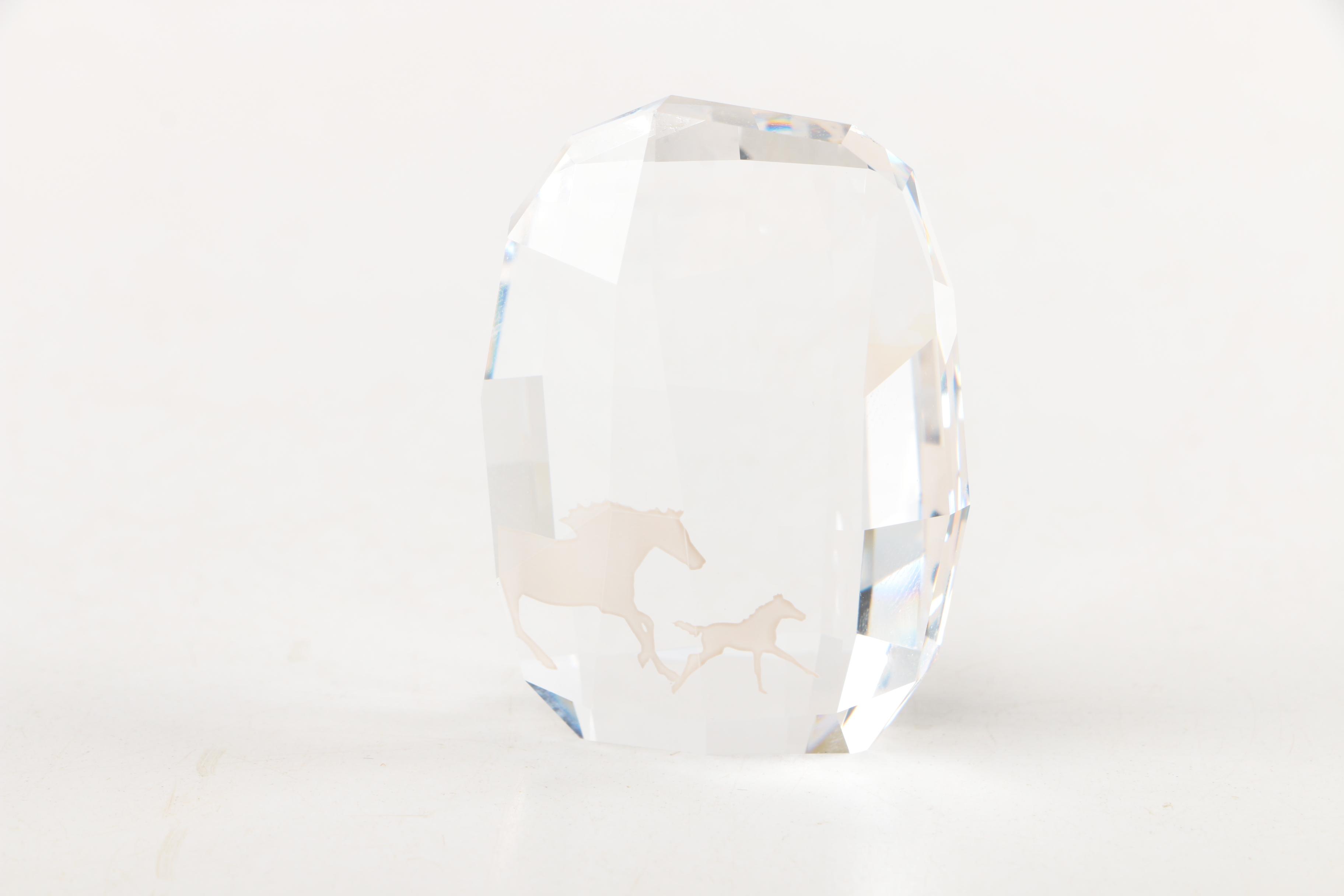 Crystal Elephant Figurine and Horse Paperweight