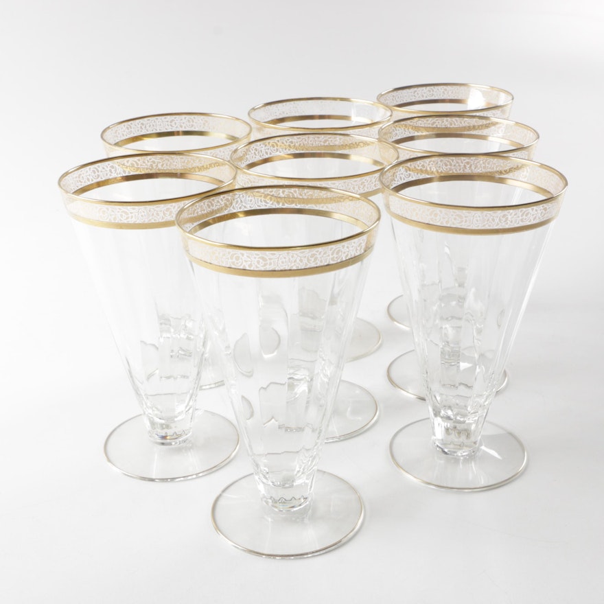 Vintage Gold Encrusted Iced Beverage Glasses in the style of Tiffin-Franciscan