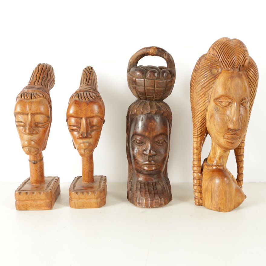 Collection of Wooden African Style Busts