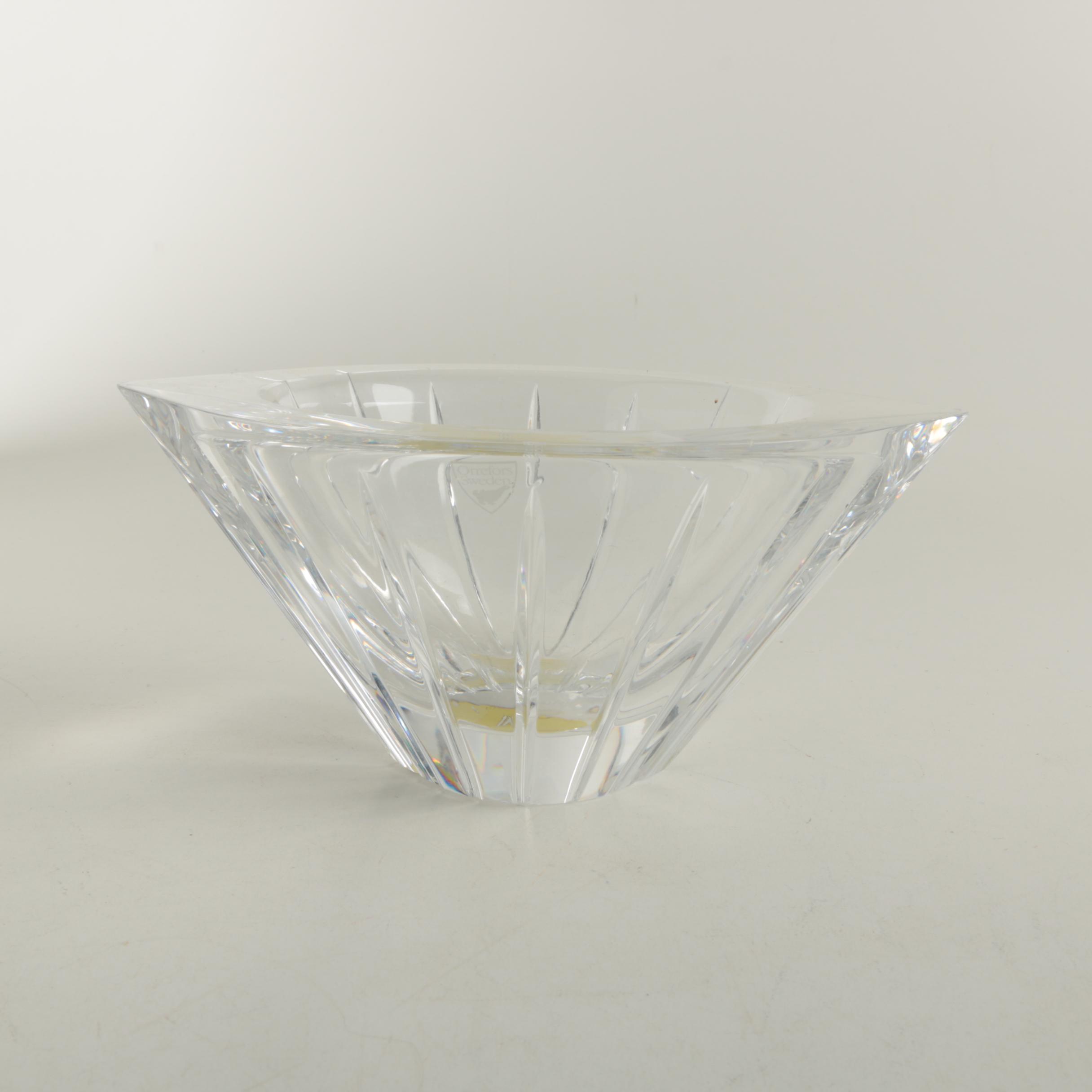 Orrefors "Marin Vertical Cut" Sweden Crystal Bowl