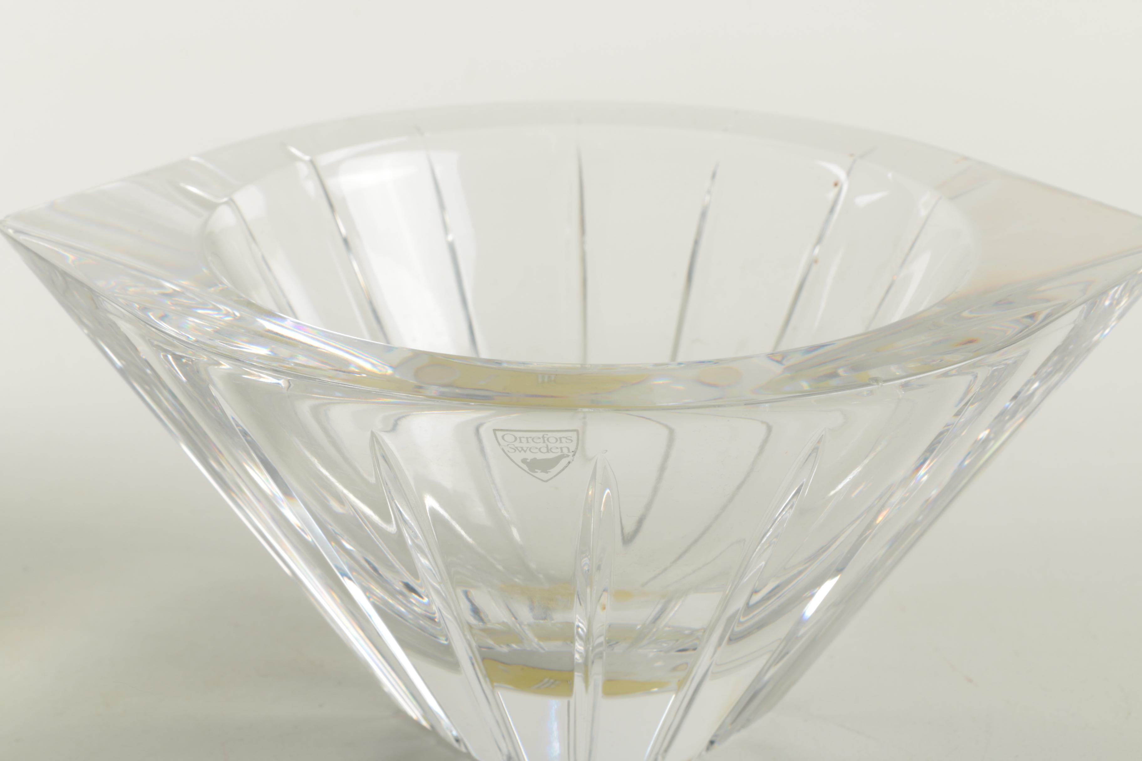 Orrefors "Marin Vertical Cut" Sweden Crystal Bowl