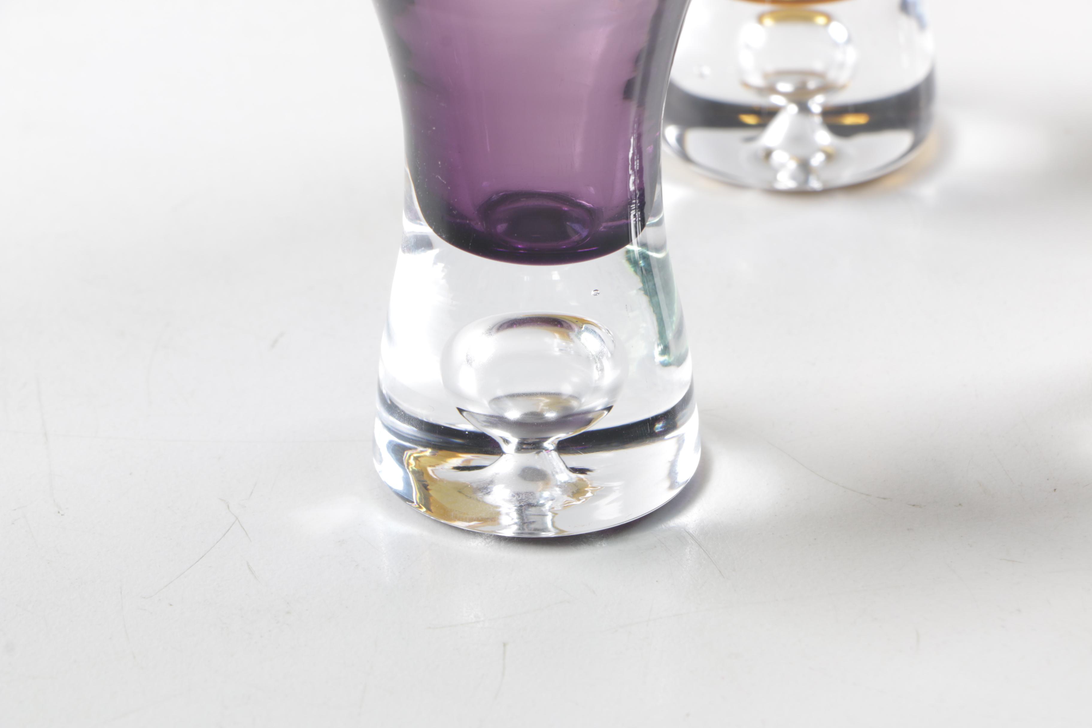 Glass Barware Including Colored Martini Glasses