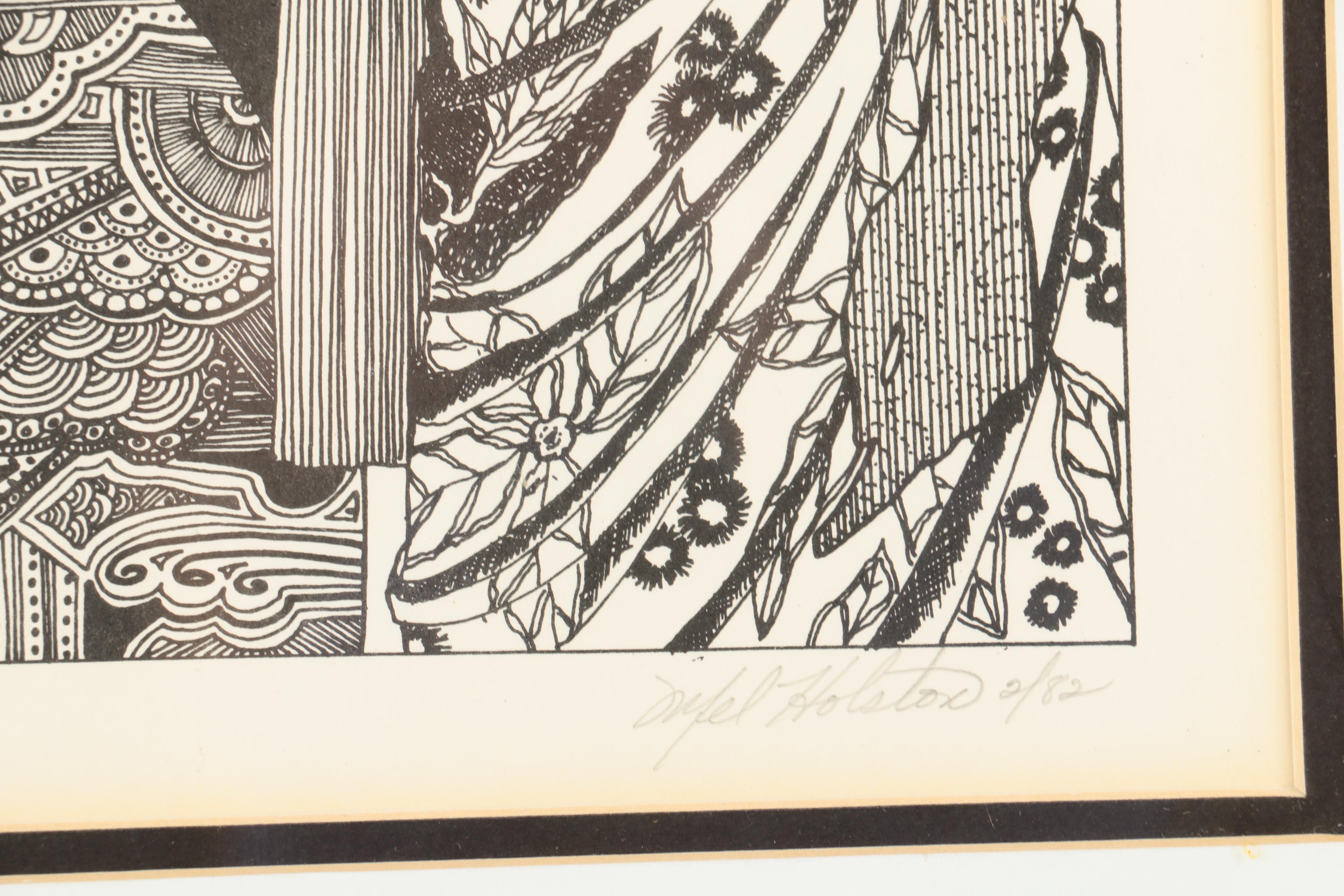 Mel Holston Ink Drawings "Man & Woman" and "Women by the Fence"