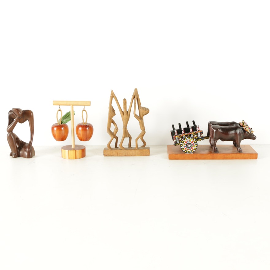 Assortment of Wooden Carvings and Figurines