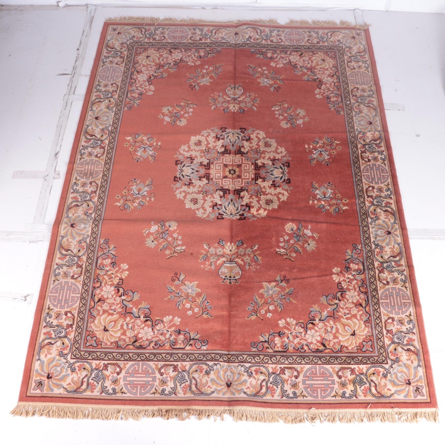 Power-Loomed "Kashan" Chinese-Style Wool Area Rug