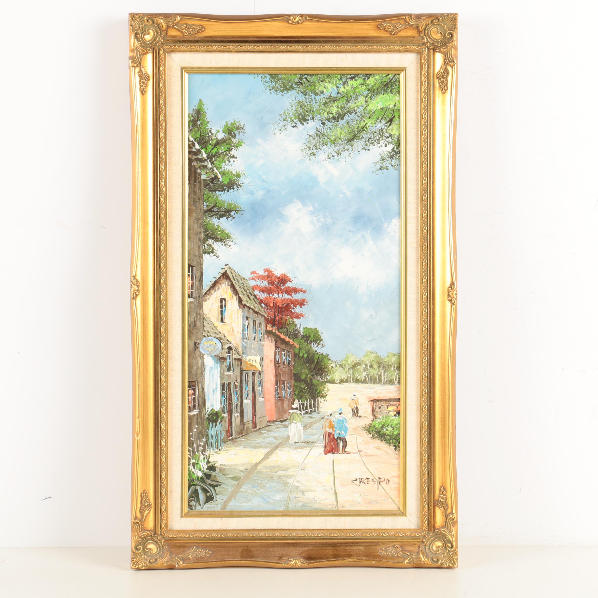 Crespo Oil Painting of a Small Village
