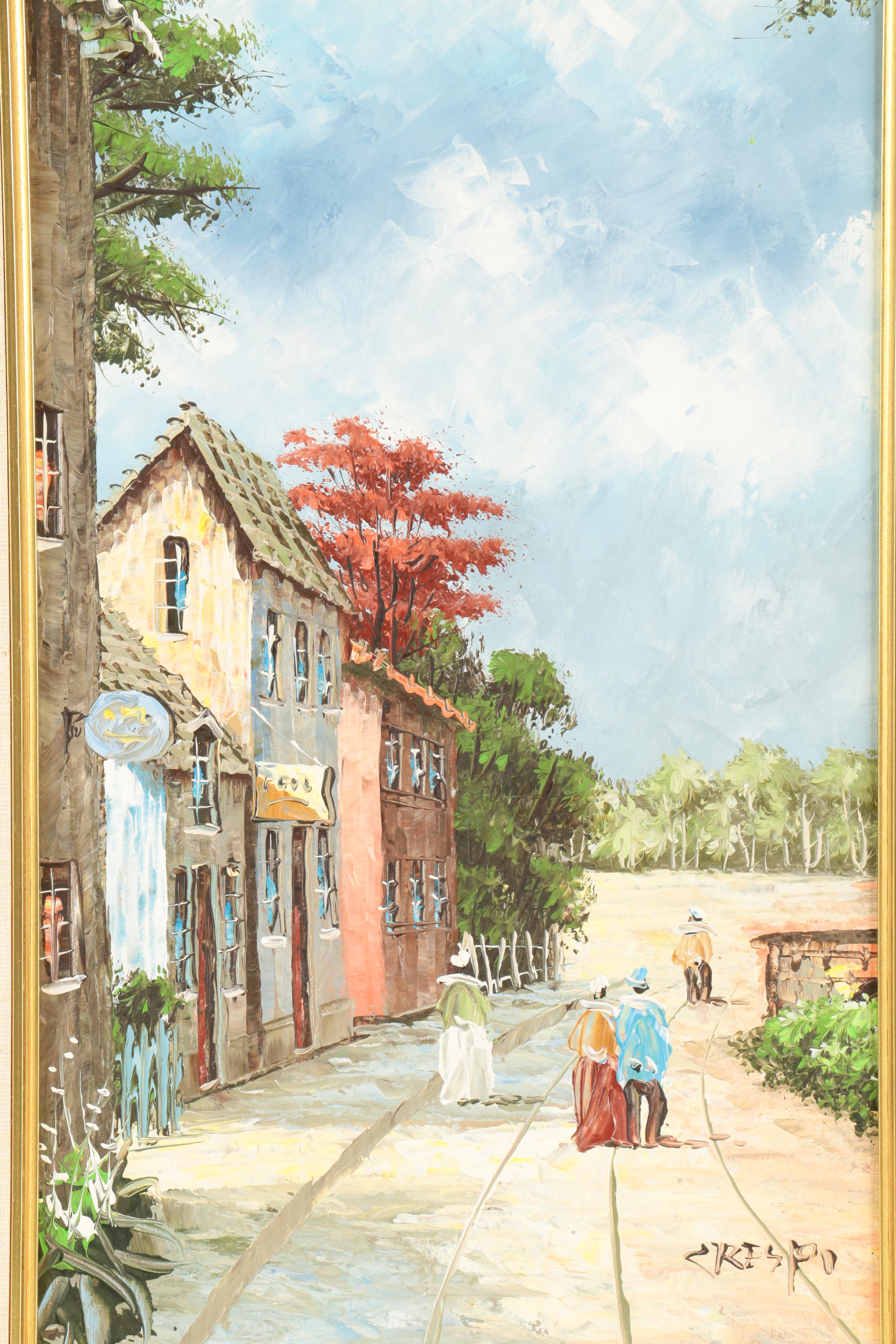 Crespo Oil Painting of a Small Village